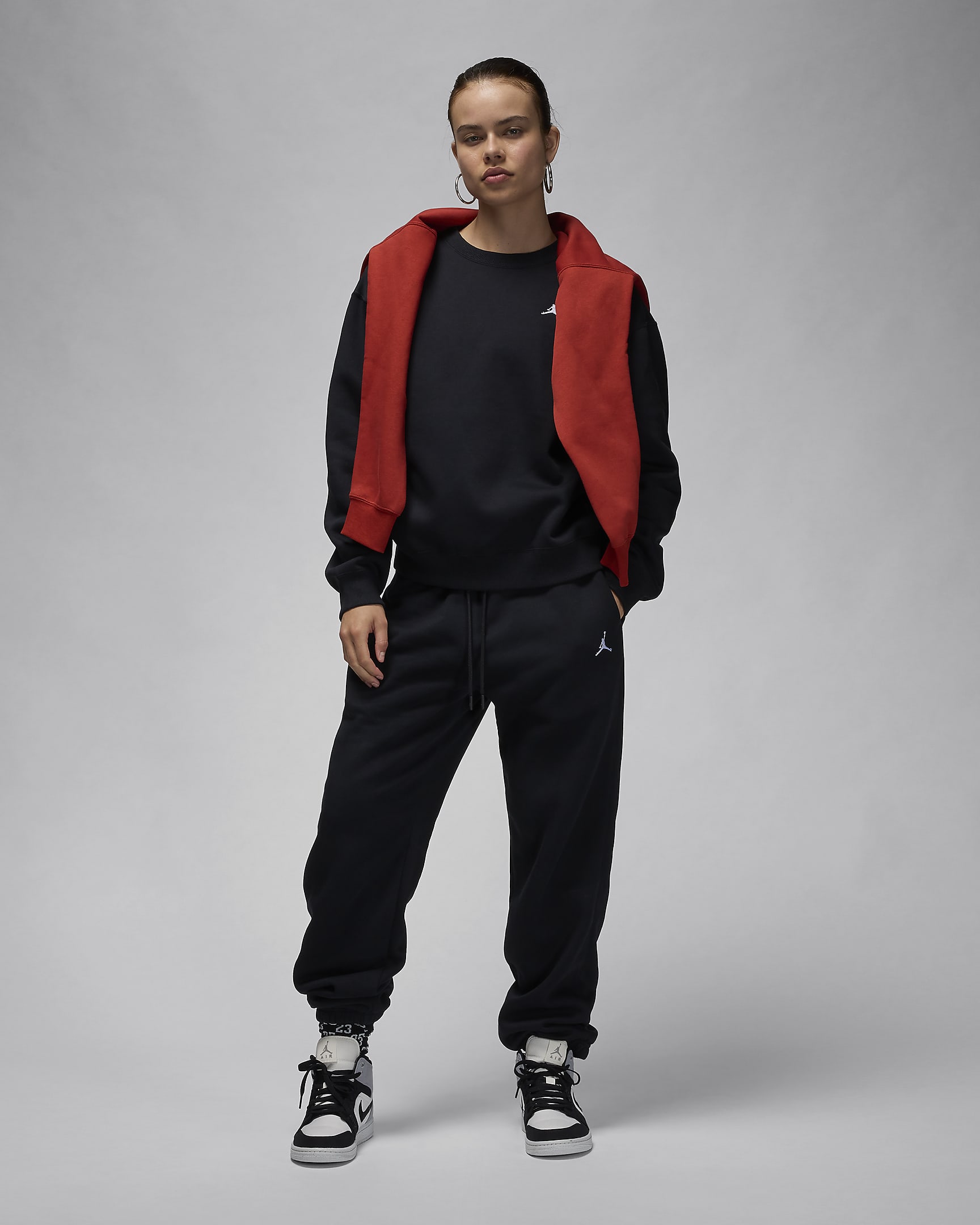 Sweatshirt de gola redonda Jordan Brooklyn Fleece para mulher - Preto/Branco