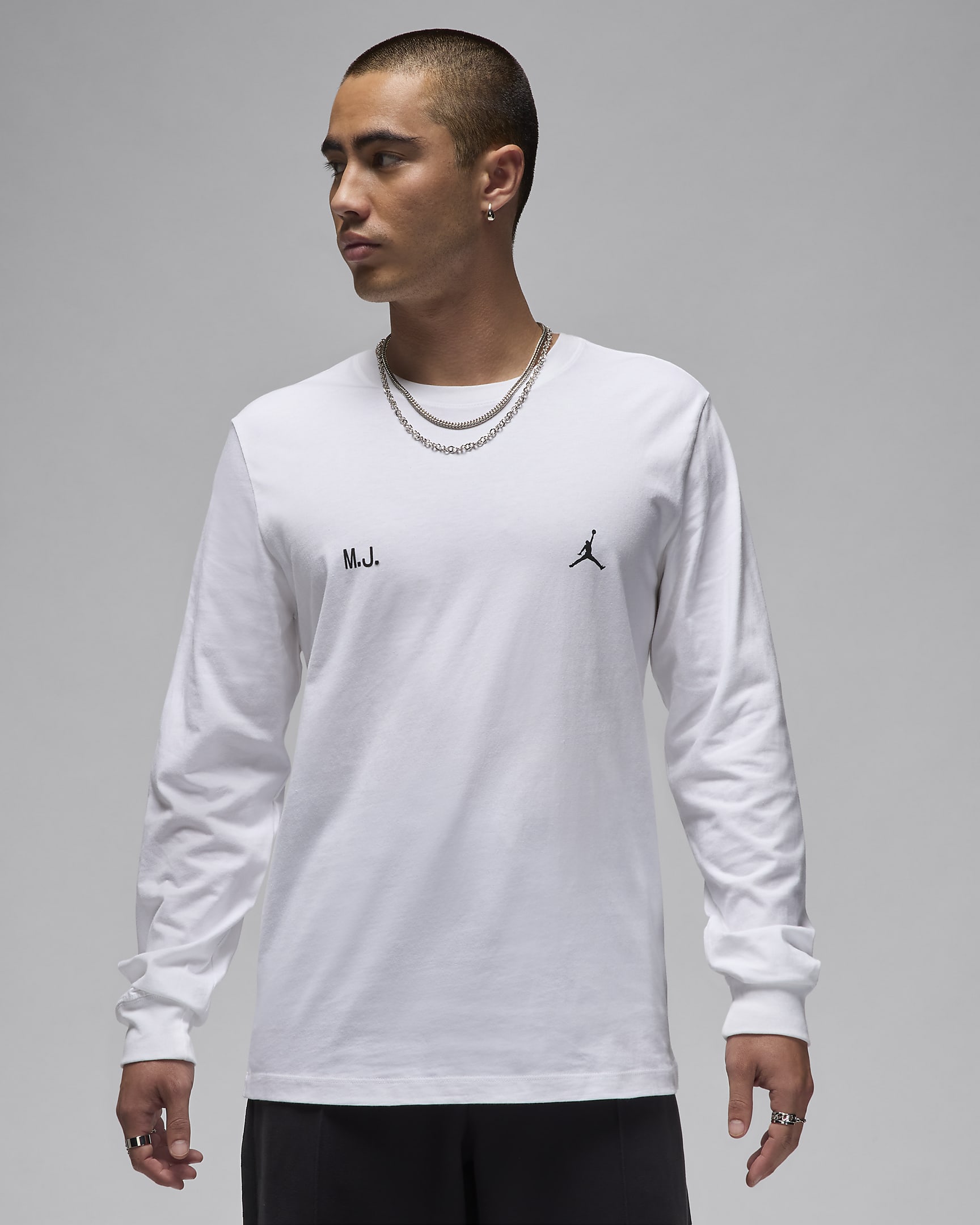 Jordan Men's Long-Sleeve Top - White/Black/Black