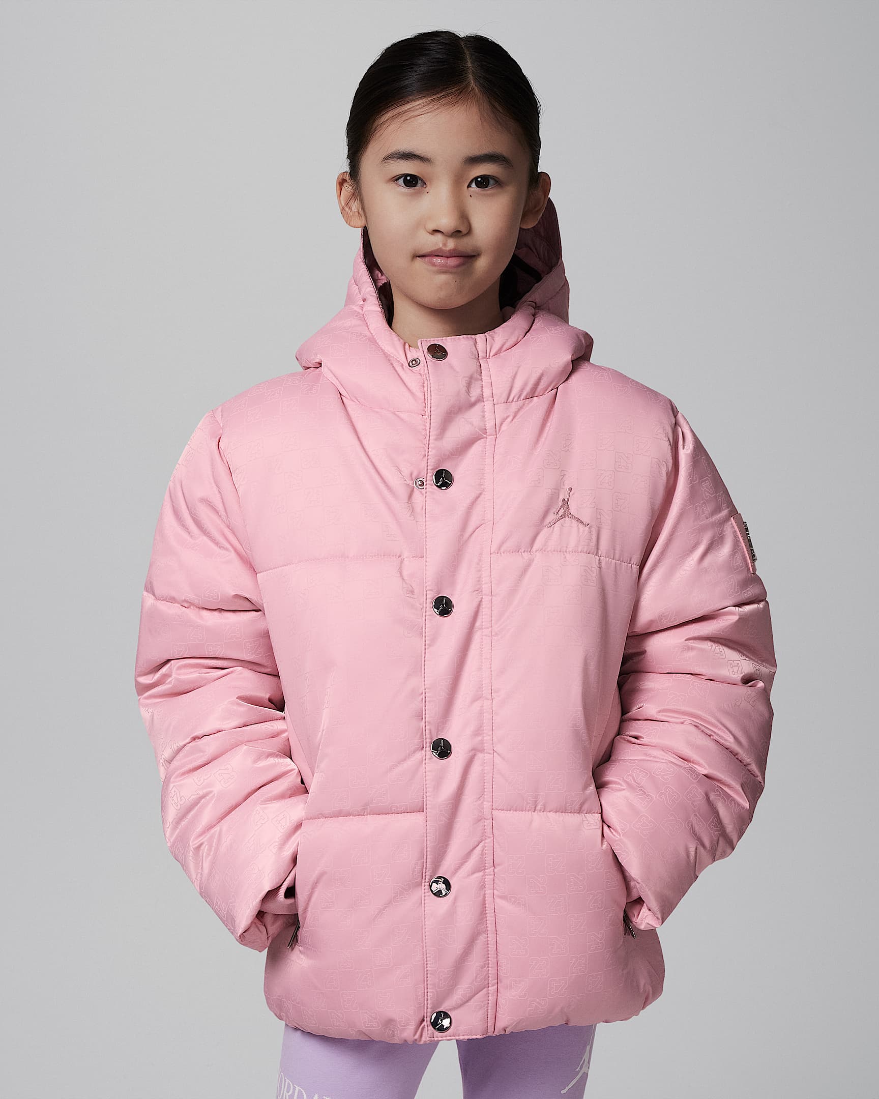 Chamarra 23 con relleno de jacquard para niños talla grande Jordan - Rosa vidrio