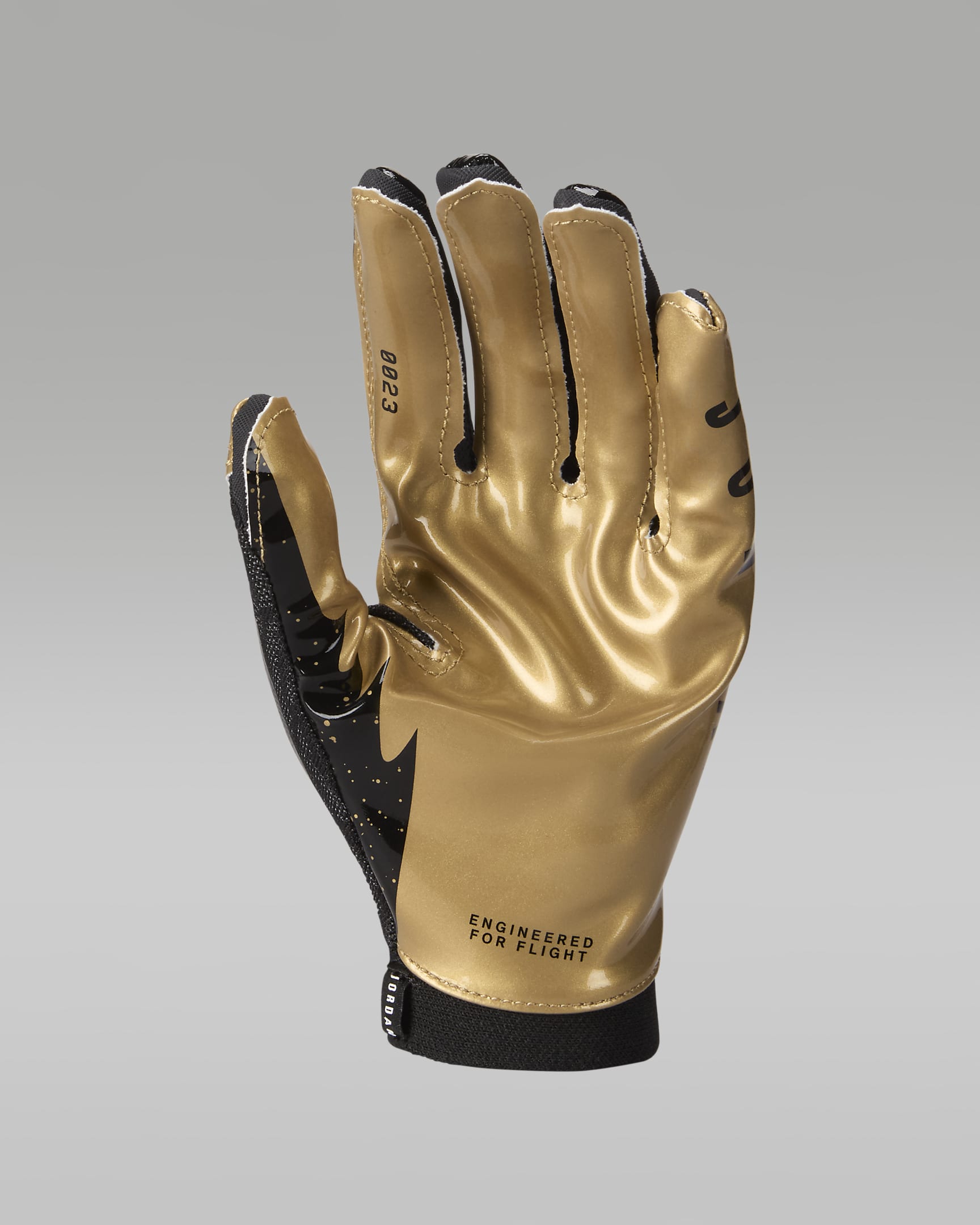 Jordan Knit Metallic Football Gloves (1 Pair) - Black/Metallic Gold/Metallic Gold