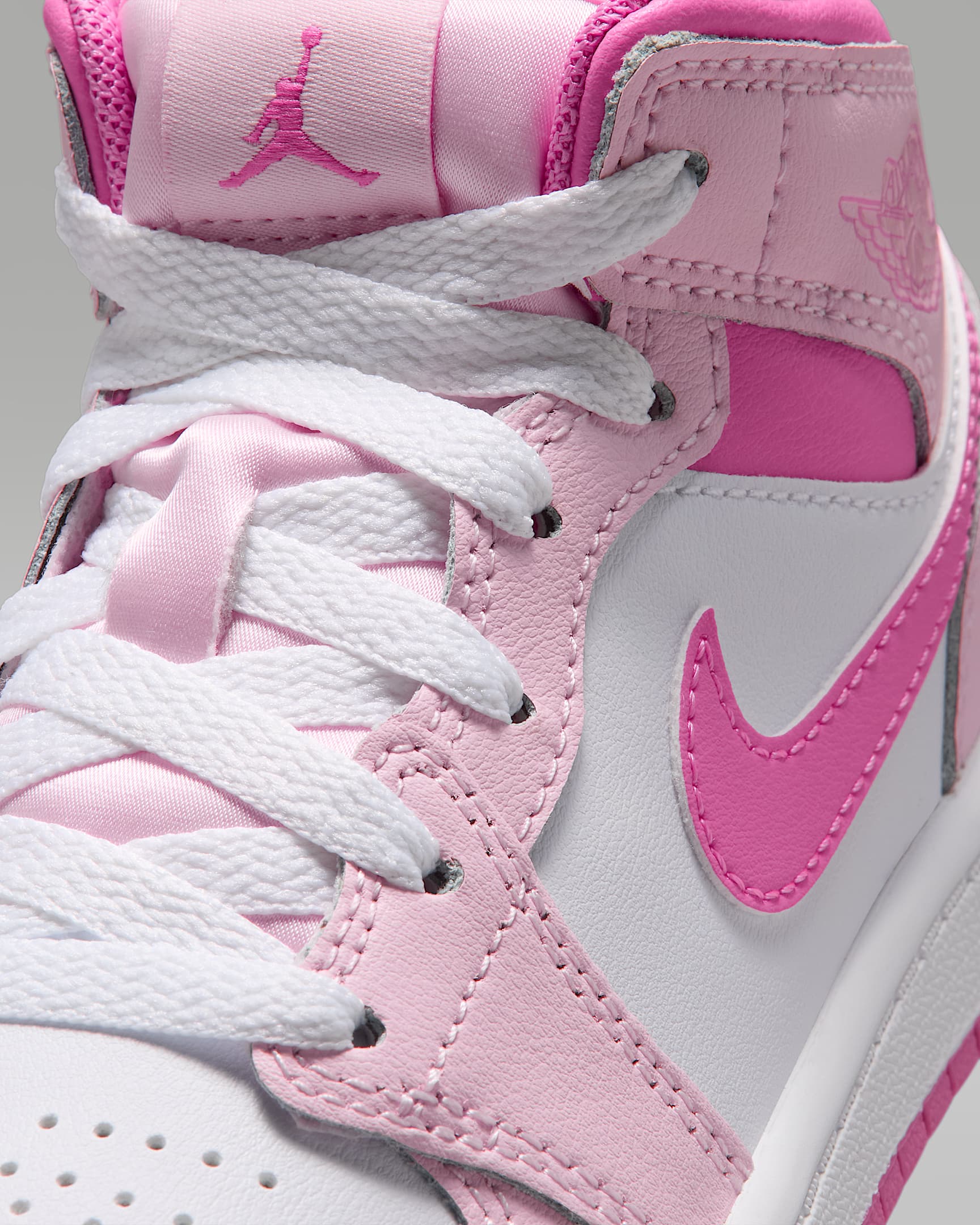 Jordan 1 Mid Younger Kids' Shoes - Pink Foam/China Rose/White/Pink Foam