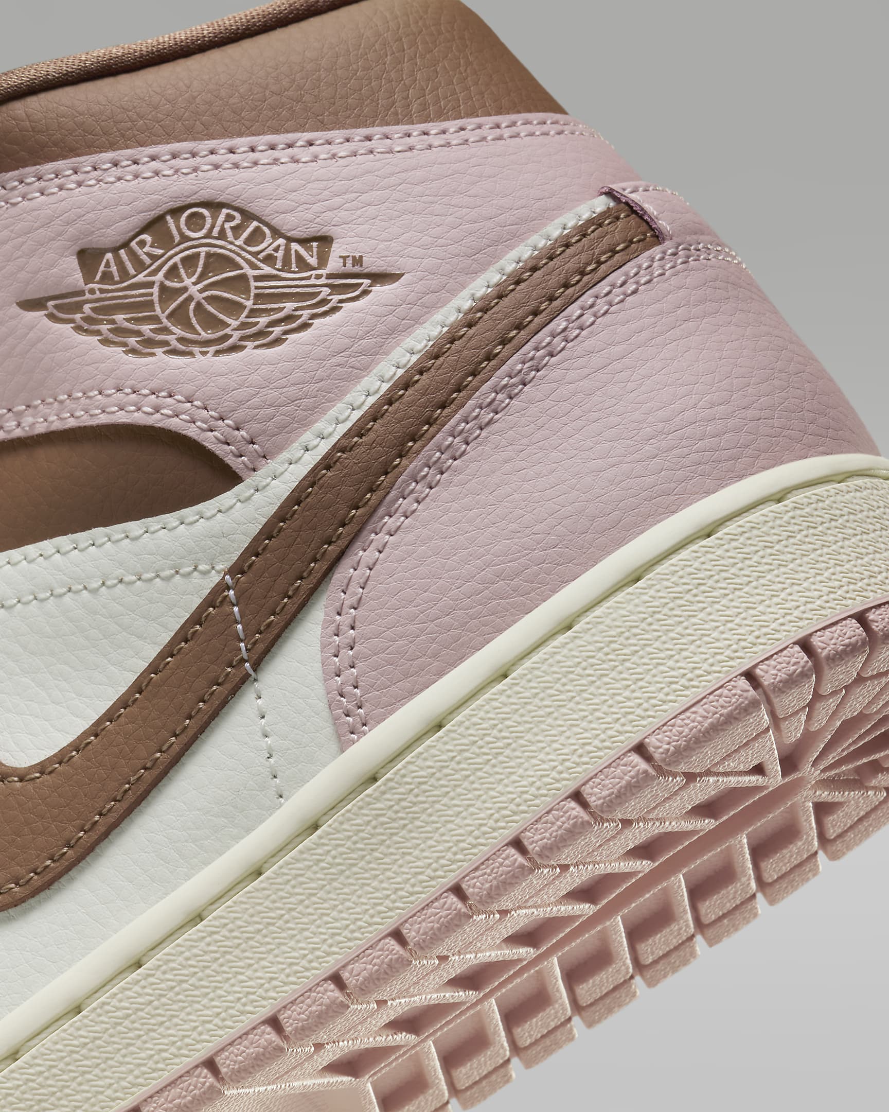 Air Jordan 1 Mid Women's Shoes - Pink Oxford/Sail/Archaeo Brown