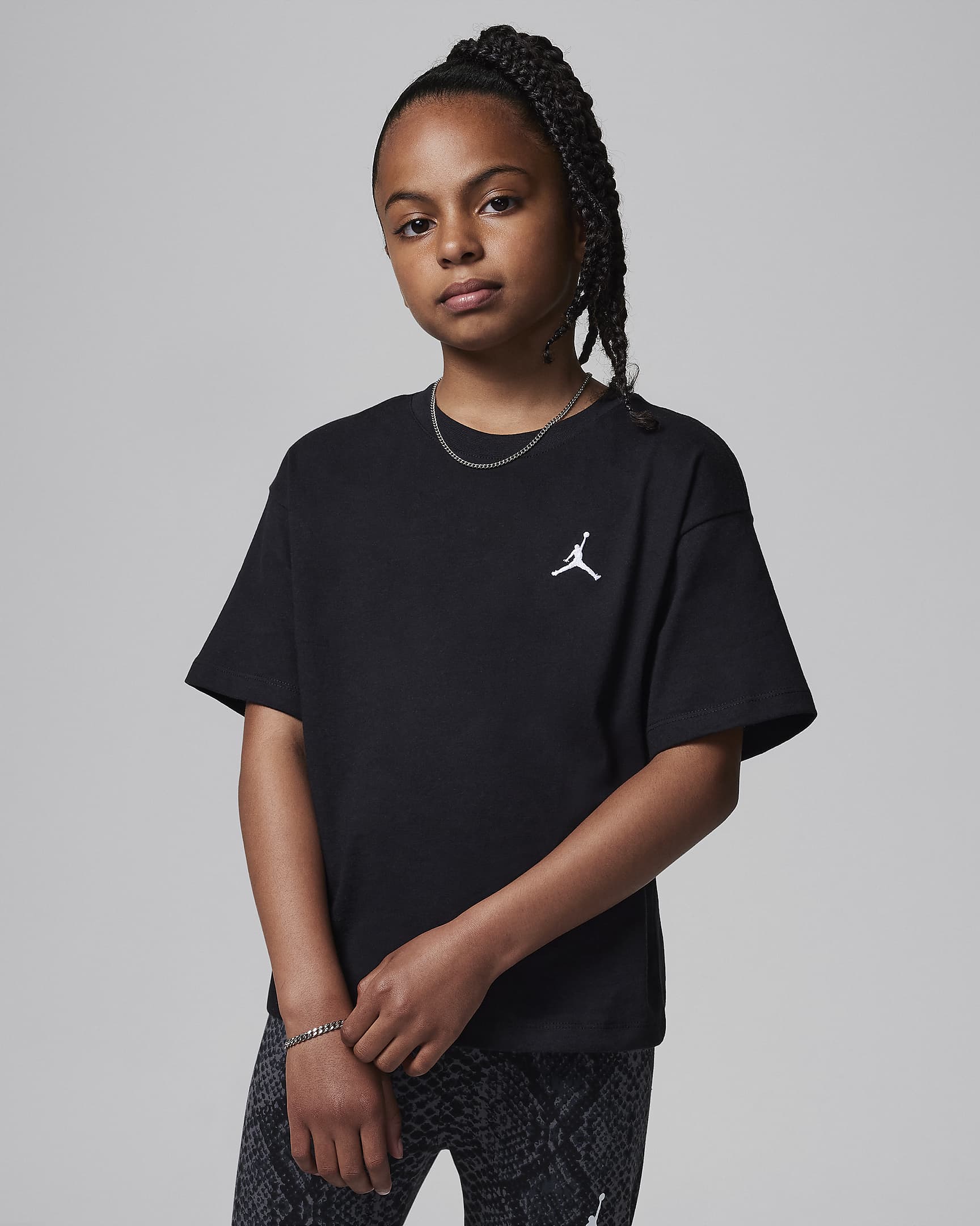 Jordan MJ Brooklyn Essentials Big Kids' T-Shirt - Black