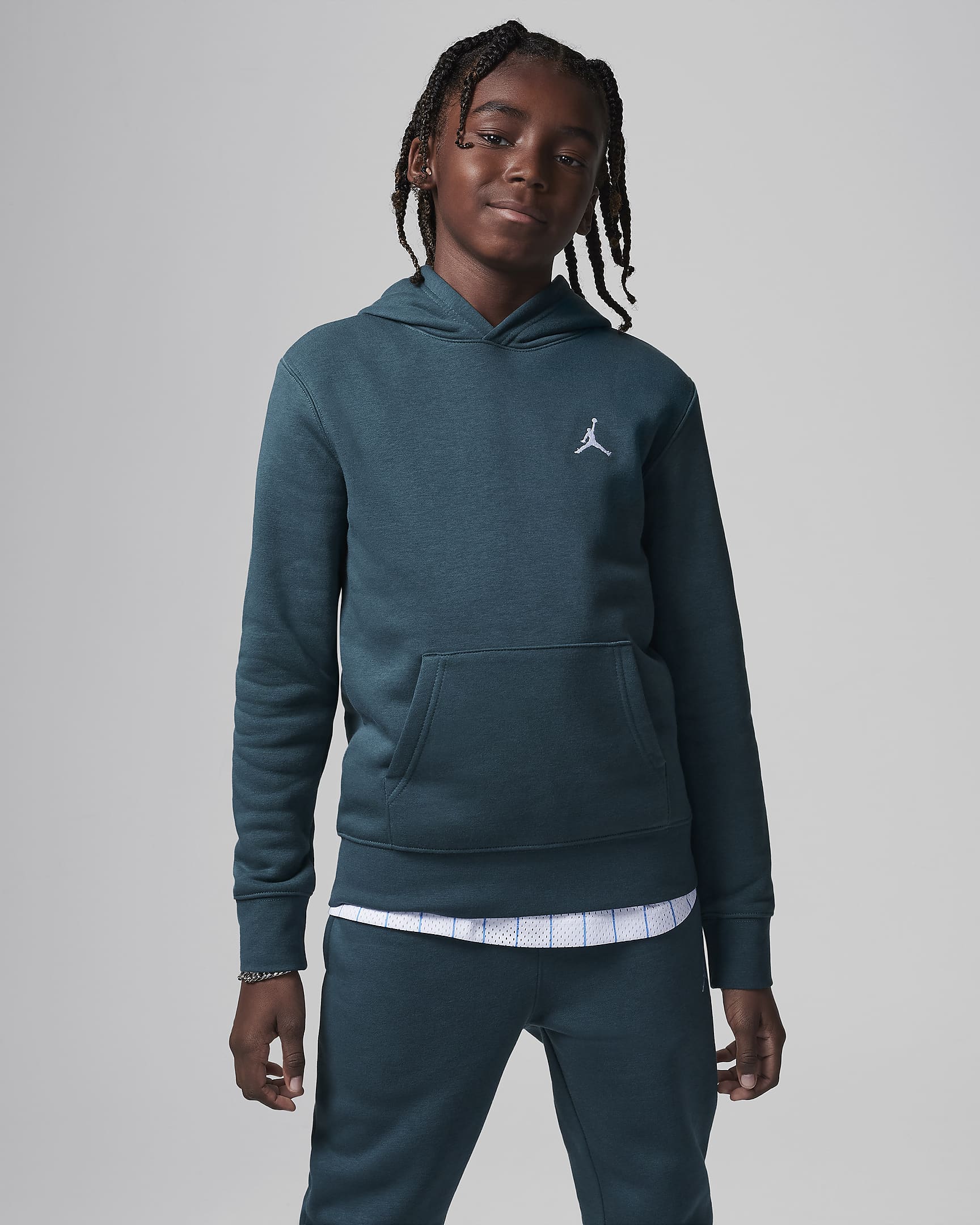 Jordan MJ Brooklyn Older Kids' Fleece Pullover Hoodie - Oxidised Green