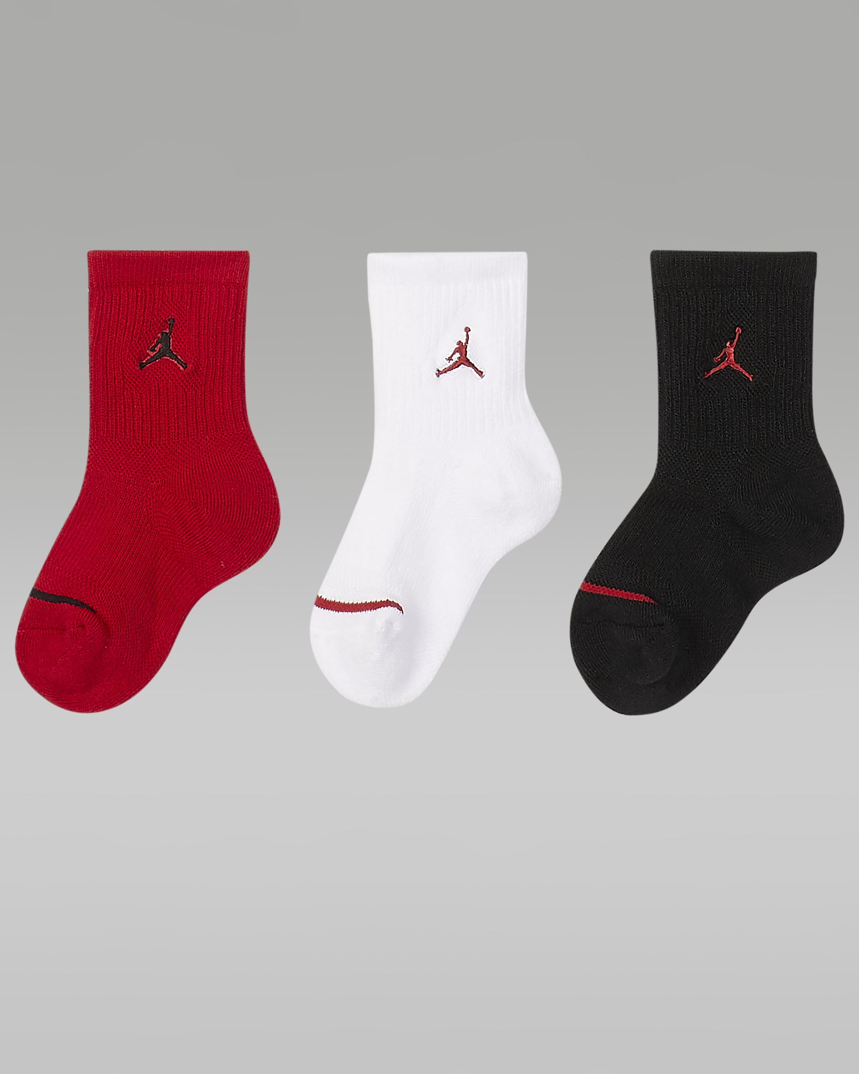 Jordan Jumpman Little Kids' Cushioned Crew Socks (3 Pairs) - Gym Red