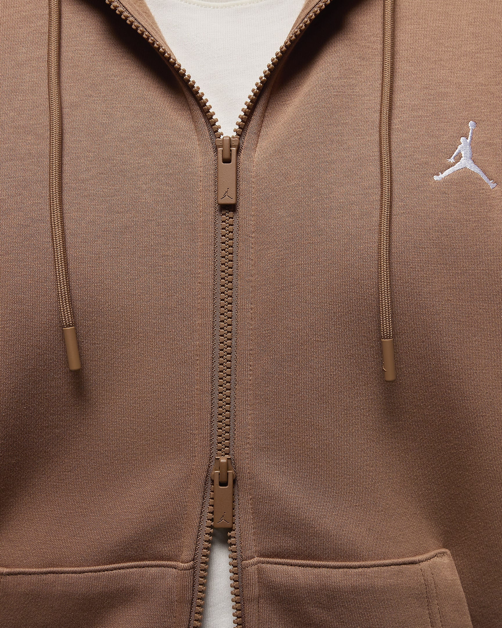 Sweat à capuche et zip Jordan Brooklyn Fleece pour homme - Archaeo Brown/Blanc