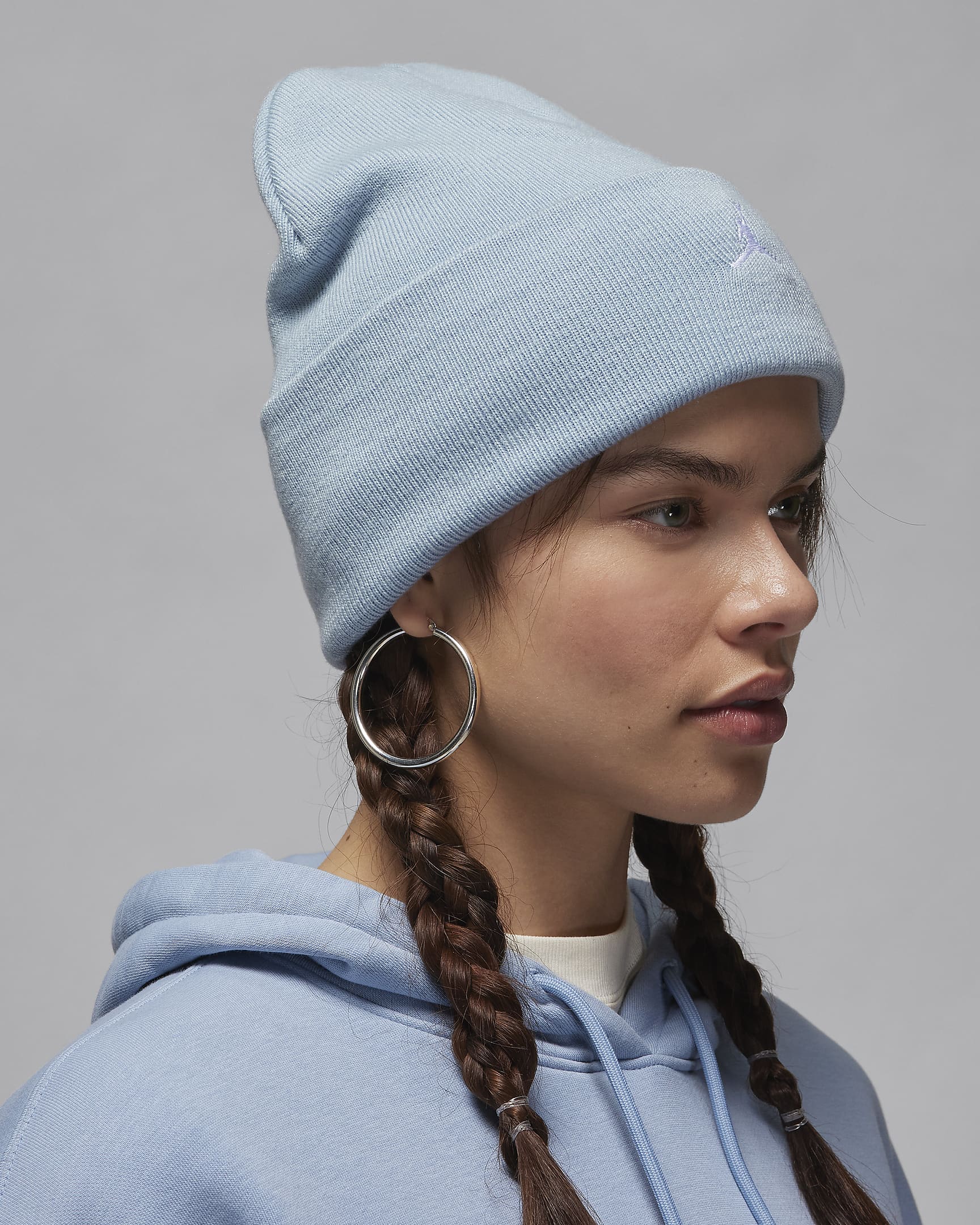 Jordan Peak Essential Beanie - Blue Grey/White