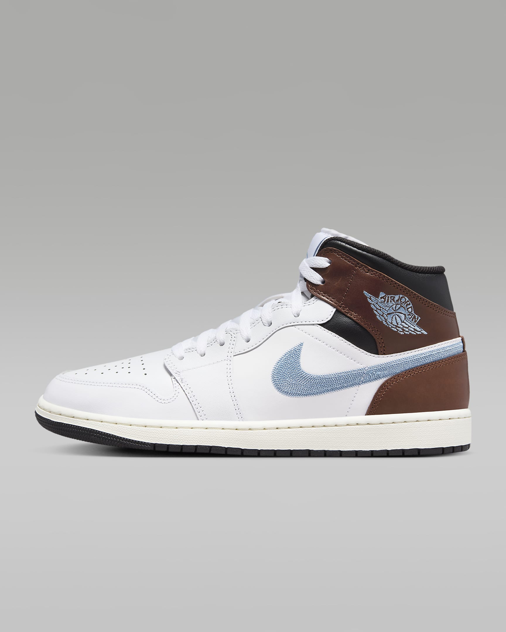 Air Jordan 1 Mid SE Men's Shoes - White/Black/Sail/Blue Grey