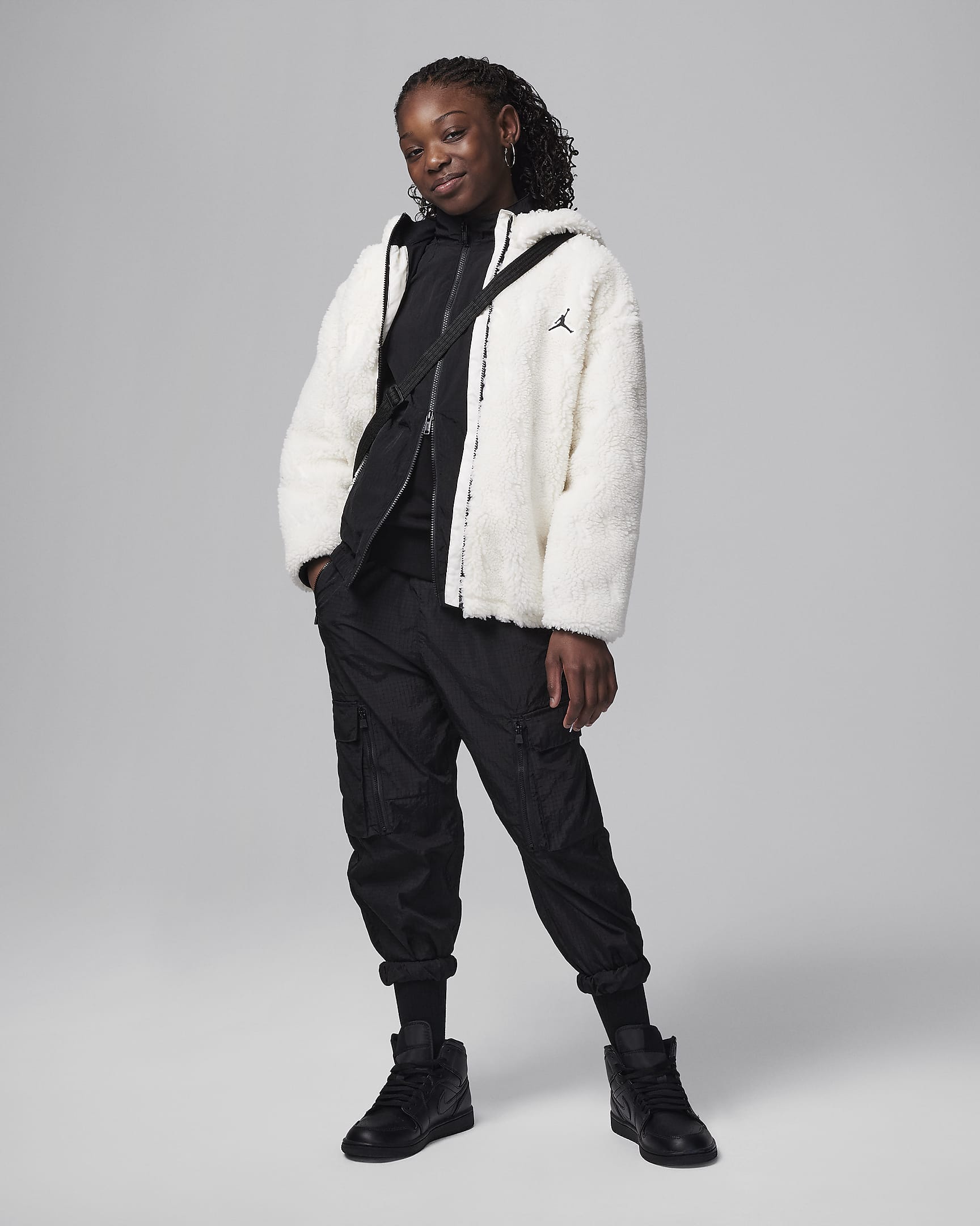 Jordan Jacquard Sherpa Jacket Older Kids' Jacket. Nike FI