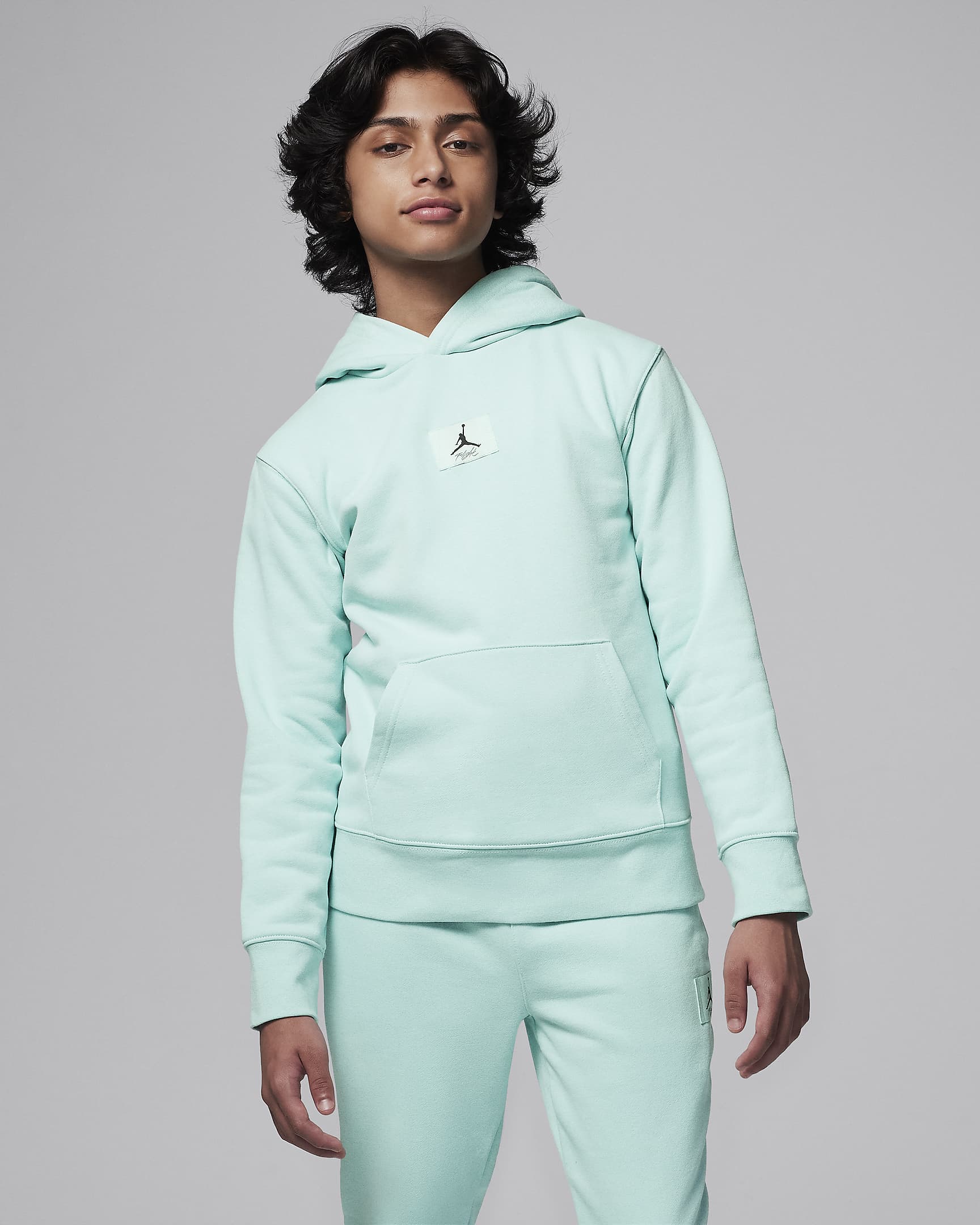 Jordan MJ Flight Big Kids' Fleece Pullover Hoodie - Light Dew