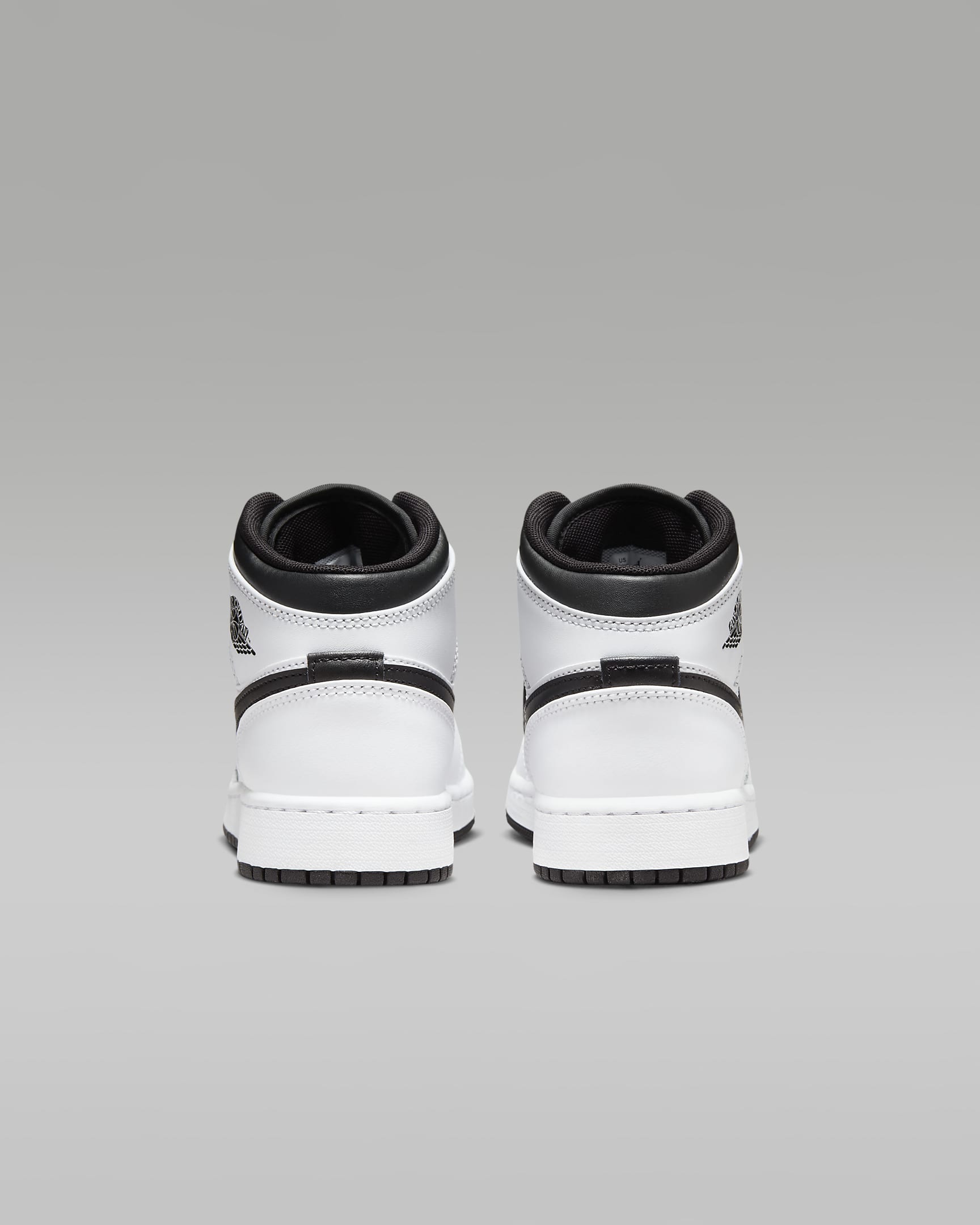 Air Jordan 1 Mid Older Kids' Shoes - White/White/Black/Black