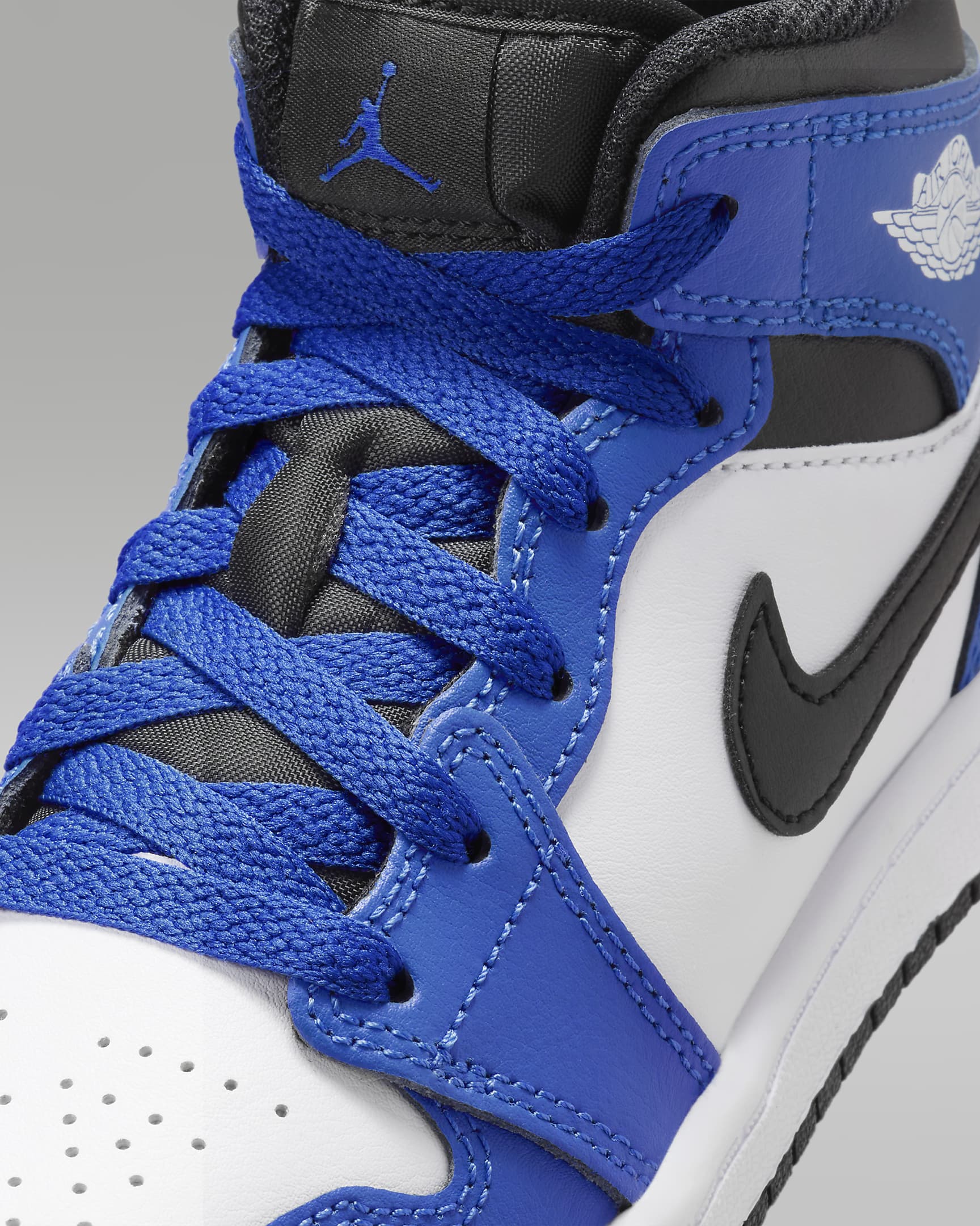 Jordan 1 Mid Younger Kids' Shoes - Game Royal/White/Black