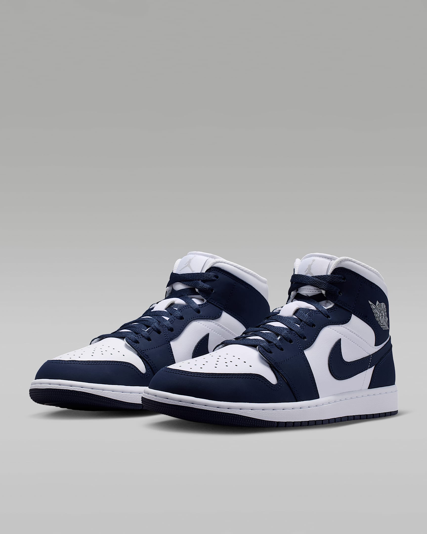 Air Jordan 1 Mid Schuh (Herren) - Obsidian/Weiß/Grey Fog/Obsidian