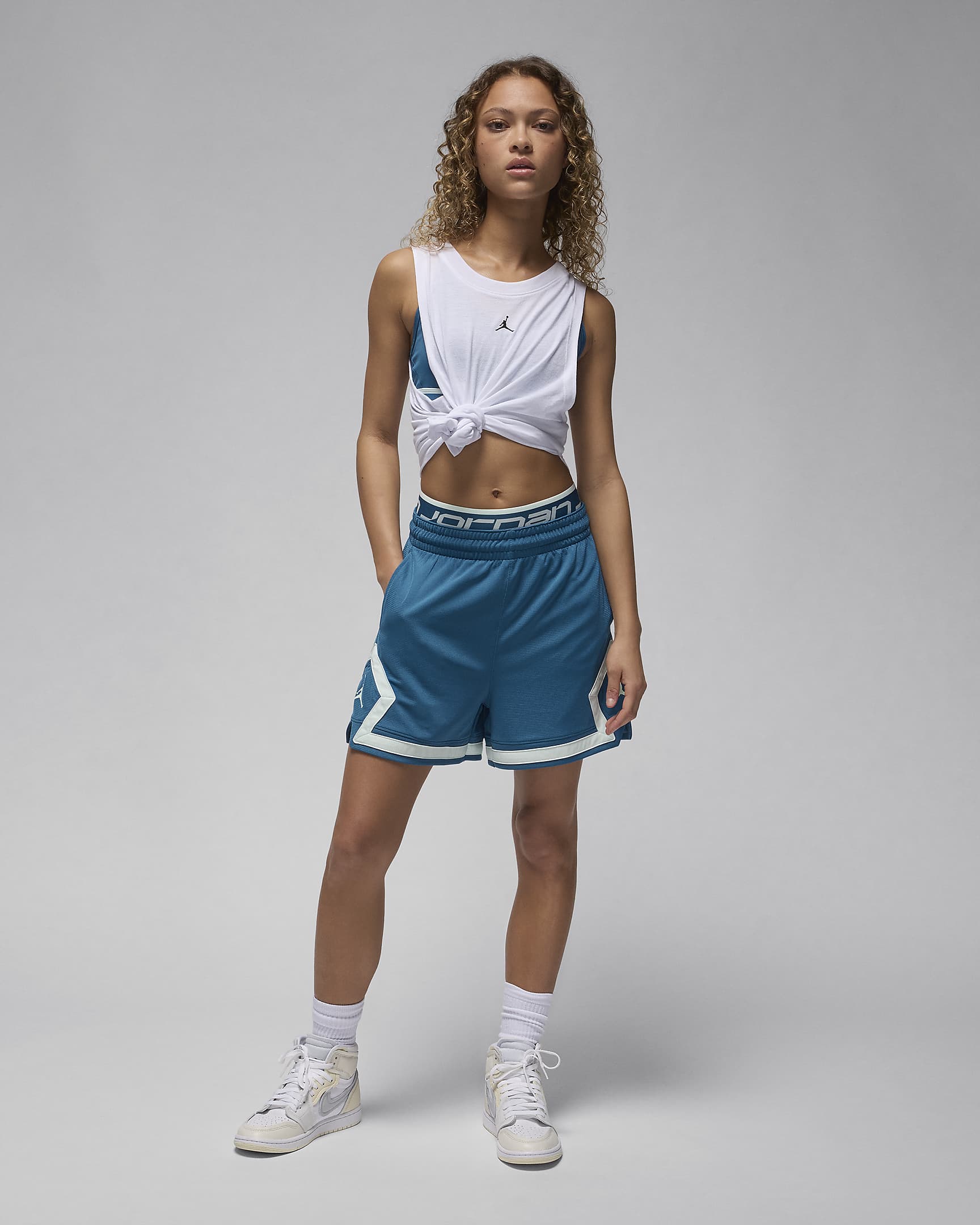 Shorts Diamond de 10 cm para mujer Jordan Sport - Azul industrial/Azul industrial/Verde ligero/Verde ligero