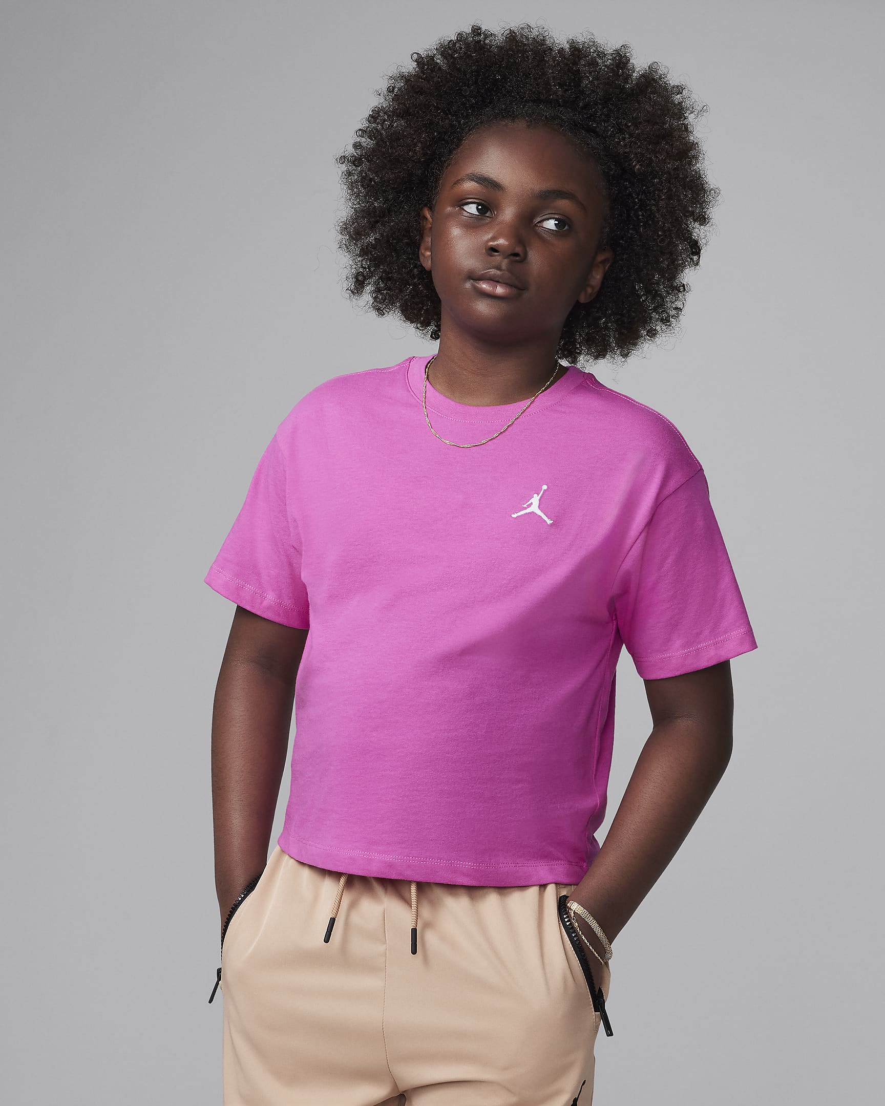 Jordan MJ Brooklyn Essentials Big Kids' T-Shirt - Fire Pink