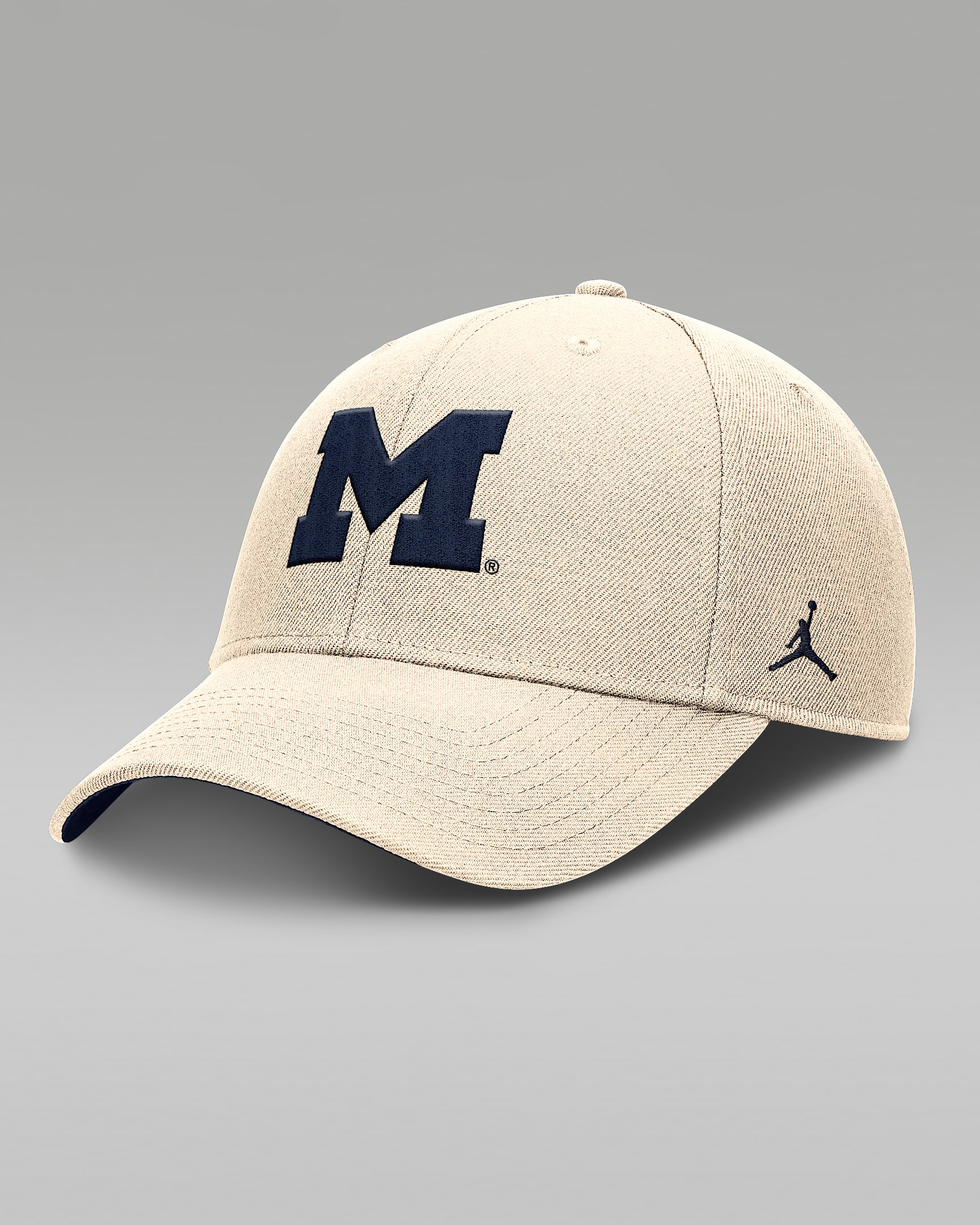 Michigan Primetime Rise Men's Jordan Brand Dri-FIT College Trucker Adjustable Hat - Natural