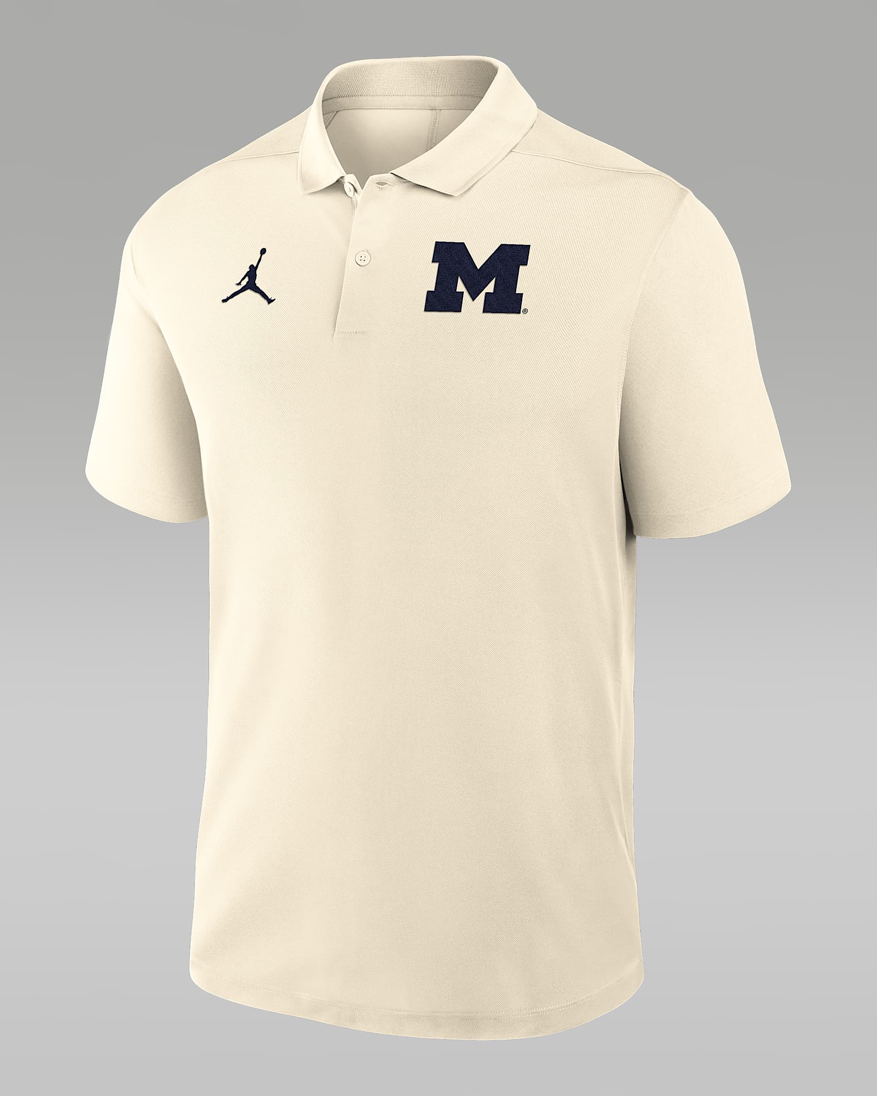 Michigan Victory Primary Logo Men's Nike Dri-FIT College Polo - Tan/Beige