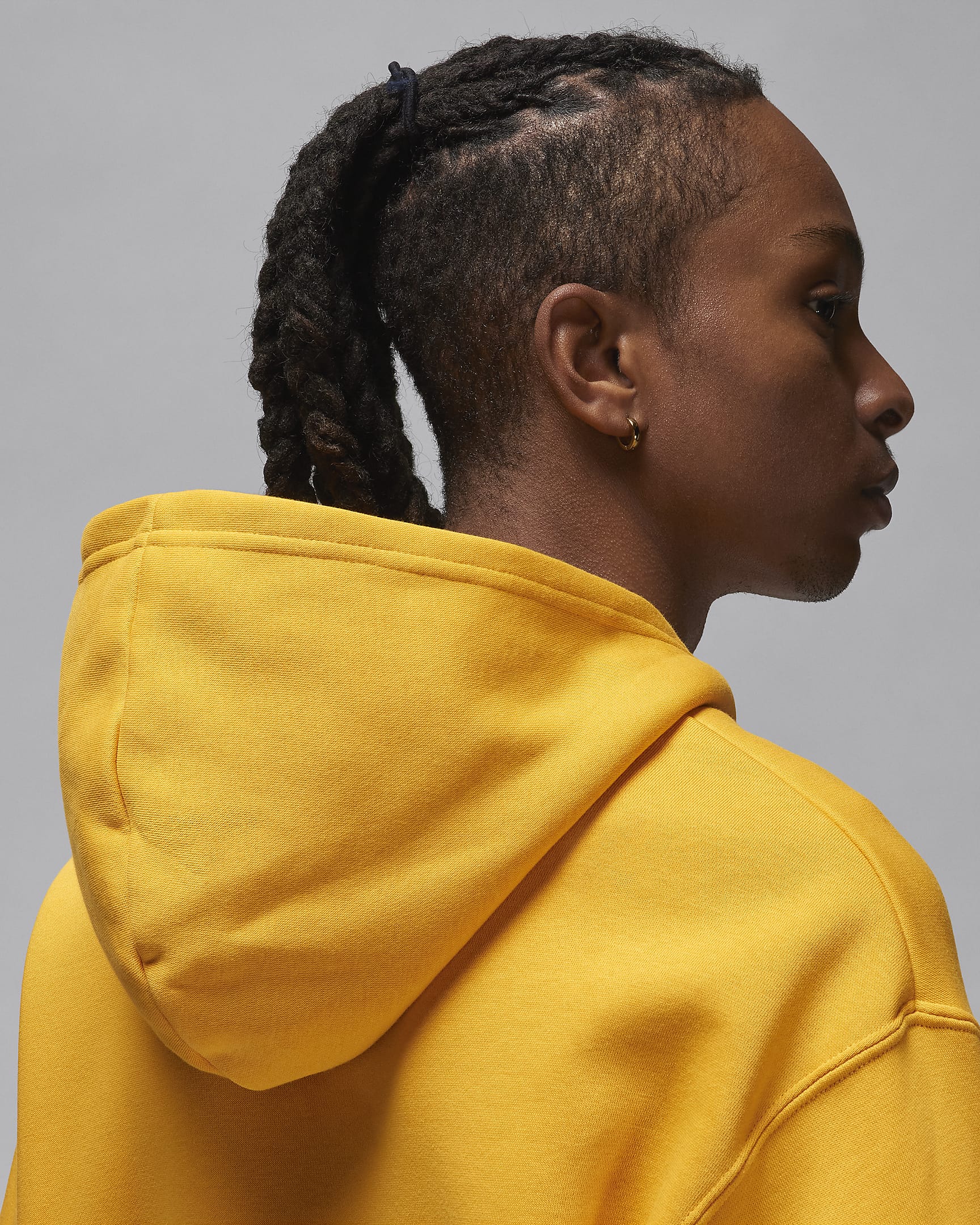 Jordan Brooklyn Fleece hettegenser med trykk til herre - Yellow Ochre/Hvit