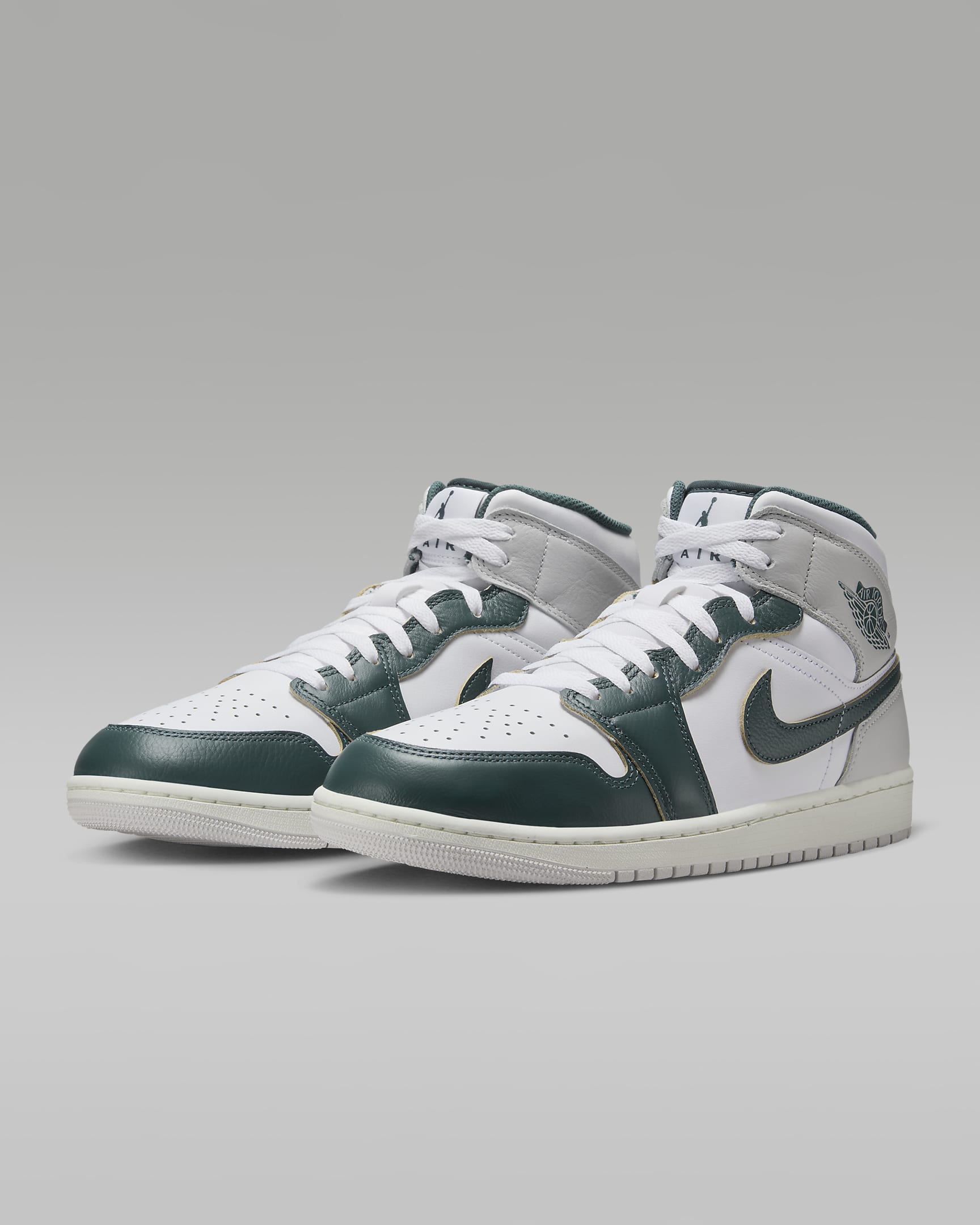 Air Jordan 1 Mid SE Men's Shoes - White/Sail/Neutral Grey/Oxidised Green