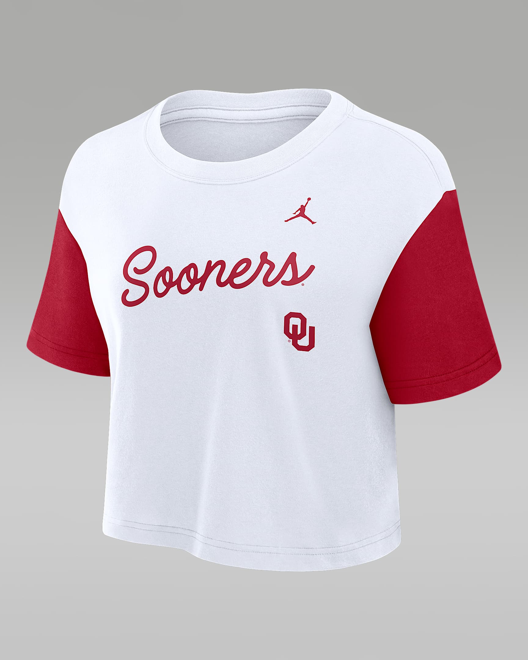 Oklahoma Script Women's Jordan Brand Dri-FIT College Cropped T-Shirt - White
