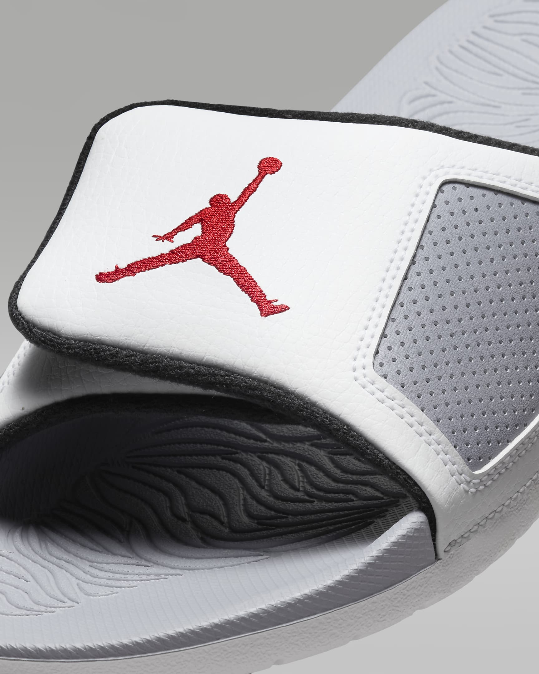 Jordan Hydro III Men's Slides - Summit White/Cement Grey/Black/Fire Red