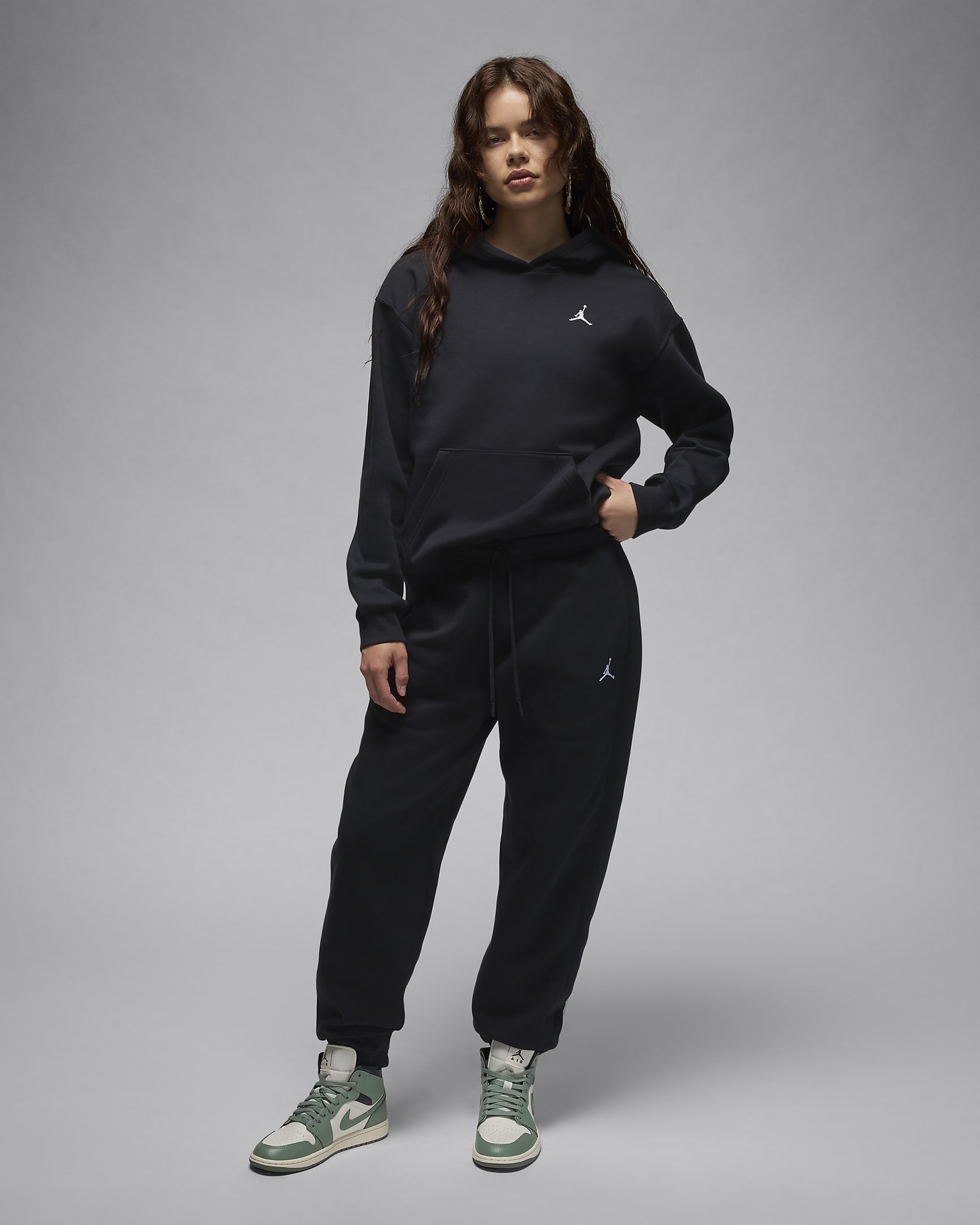 Felpa pullover con cappuccio Jordan Brooklyn Fleece – Donna - Nero/Bianco