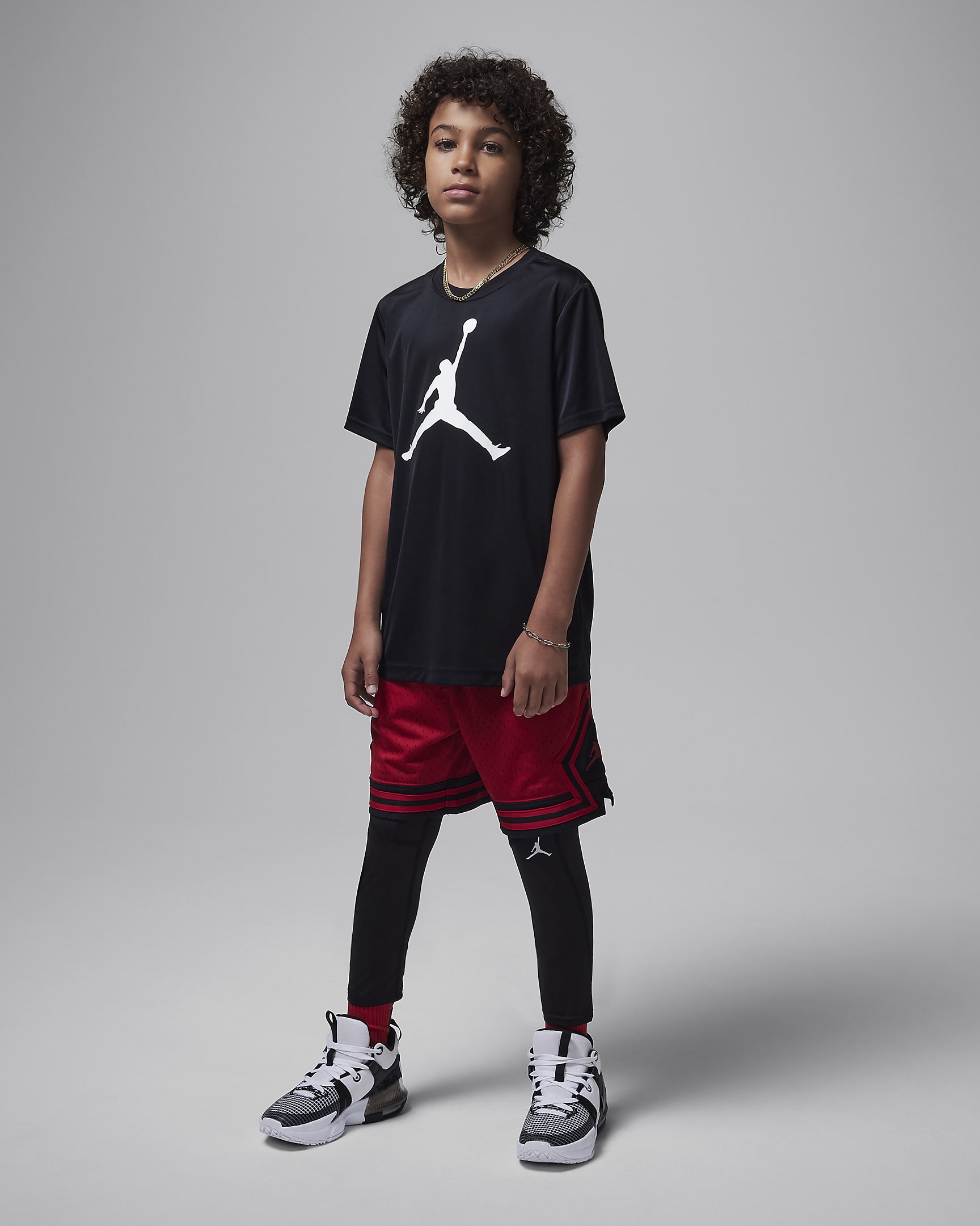 Mallas de compresión para niños talla grande Jordan Dri-FIT MJ Sport - Negro