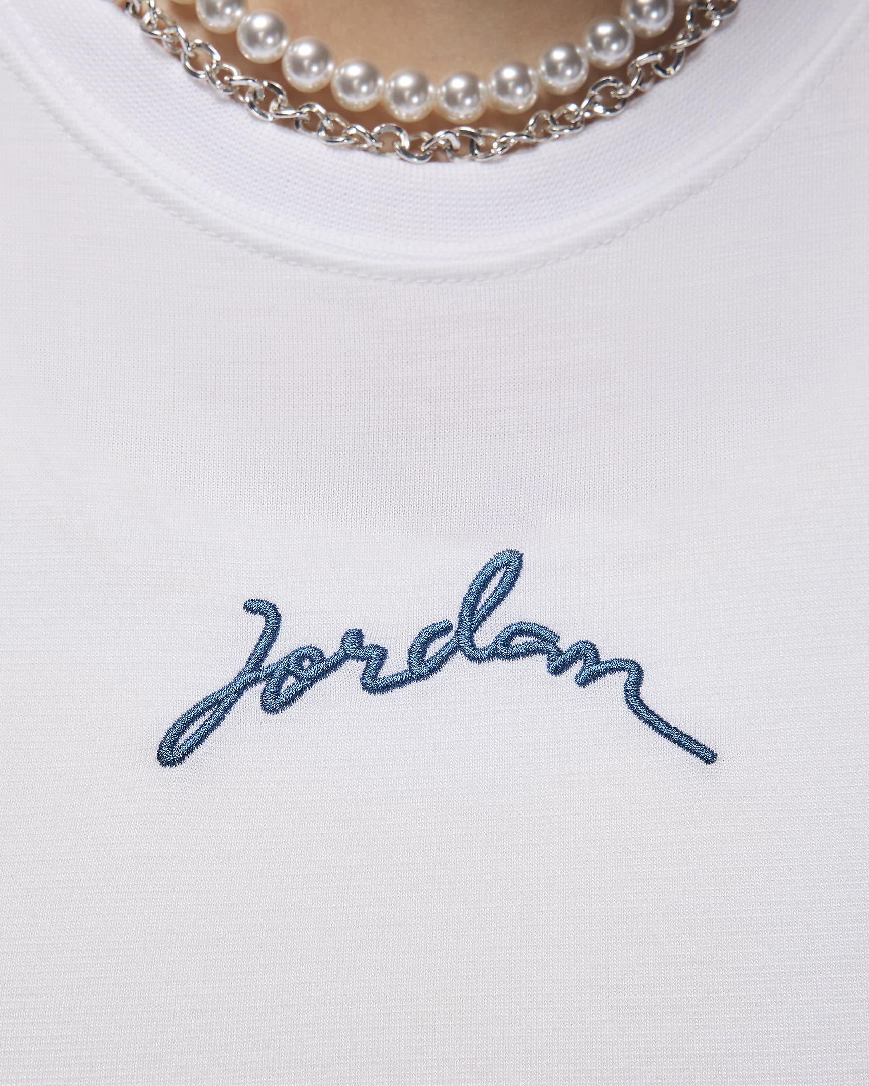 Jordan Women's Slim Cropped T-Shirt - White/Industrial Blue