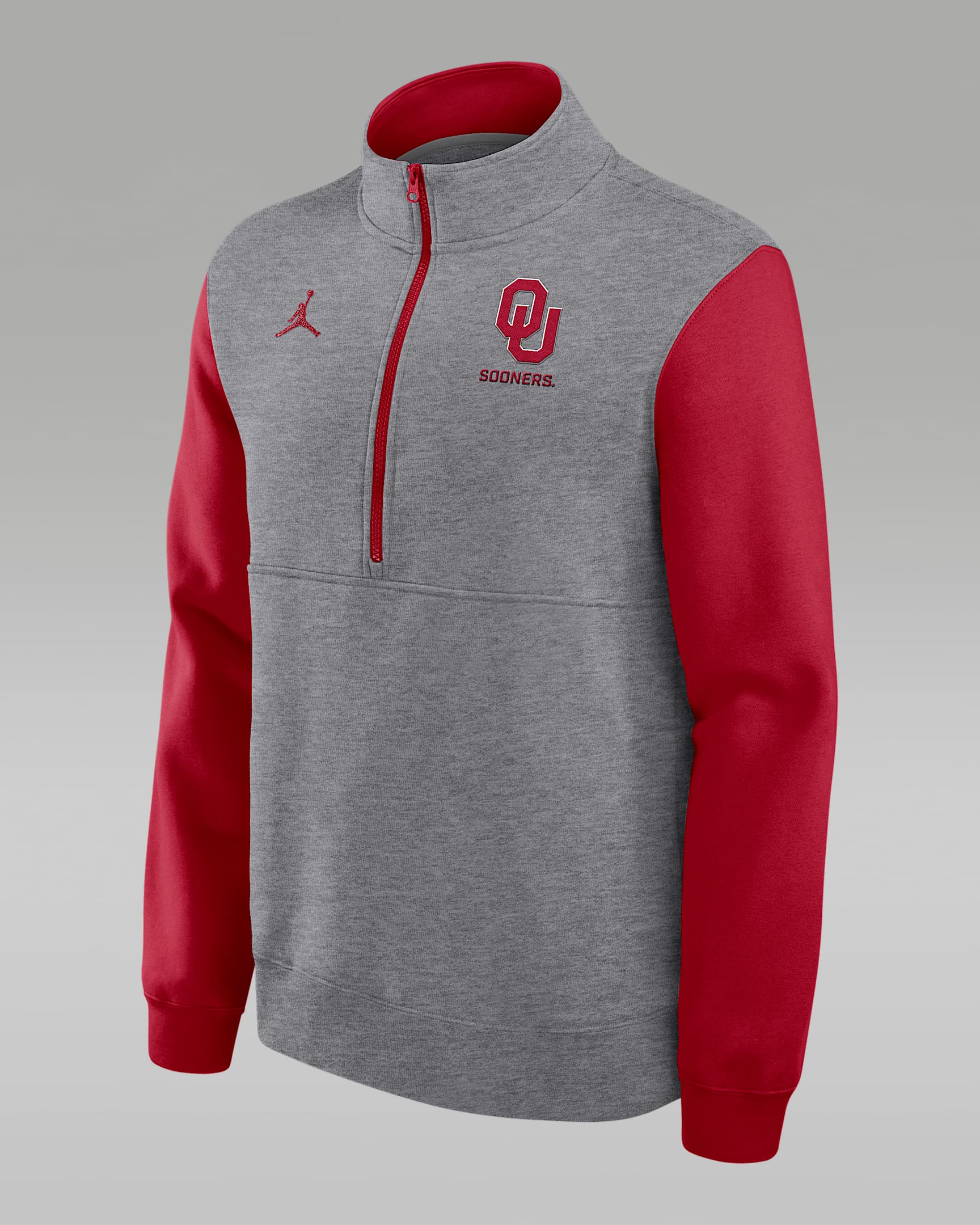 Oklahoma Club Men's Jordan Brand College 1/2-Zip Crew - Grey Heather