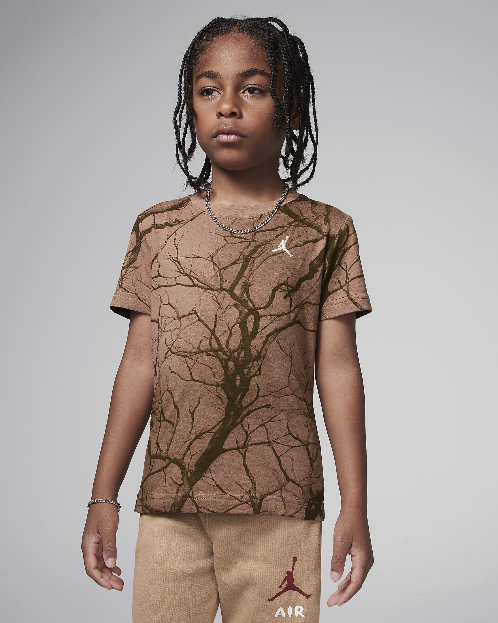 Jordan Little Kids' Family Tree Printed T-Shirt - Archaeo Brown