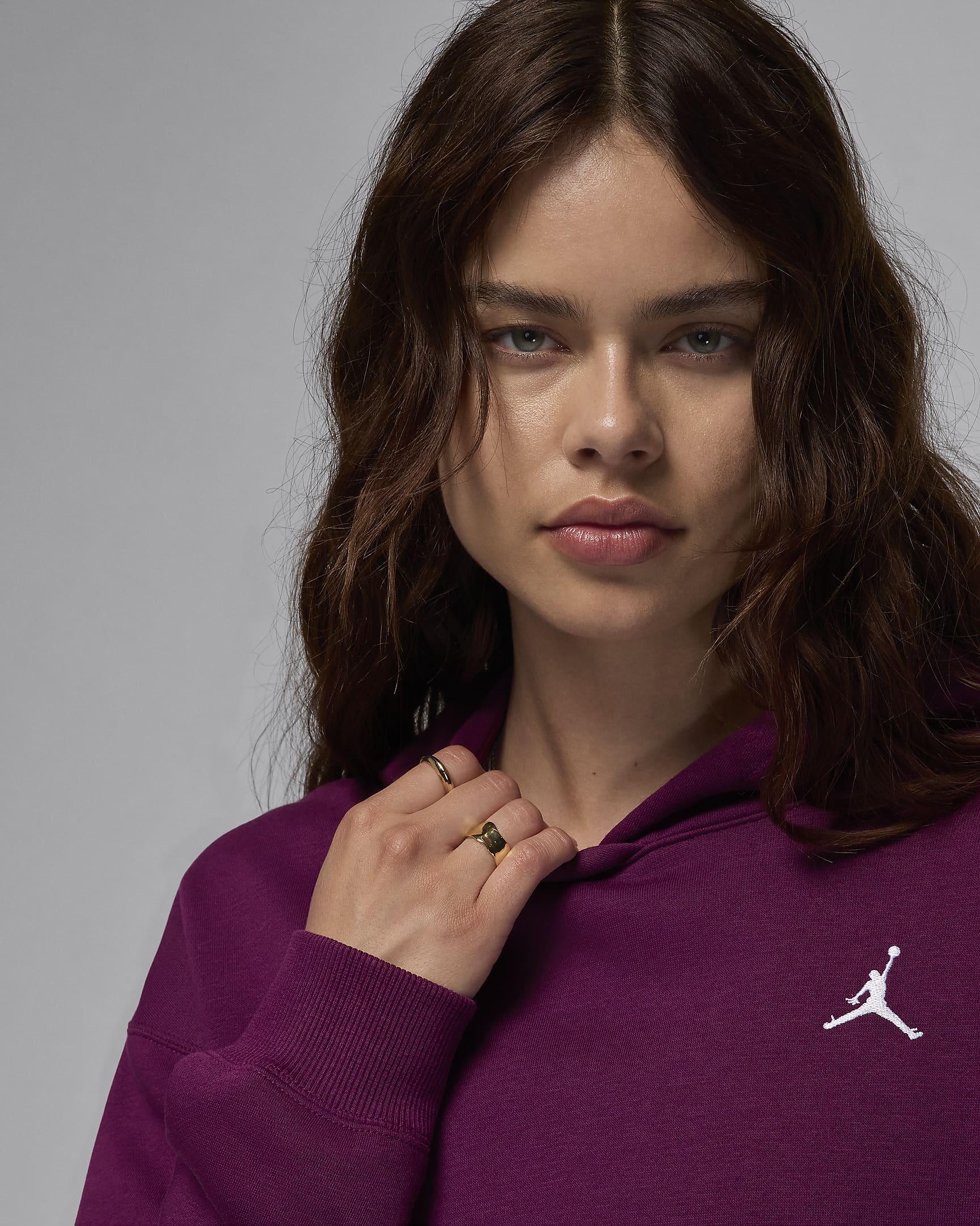 Jordan Brooklyn Fleece Women's Pullover Hoodie - Bordeaux/White