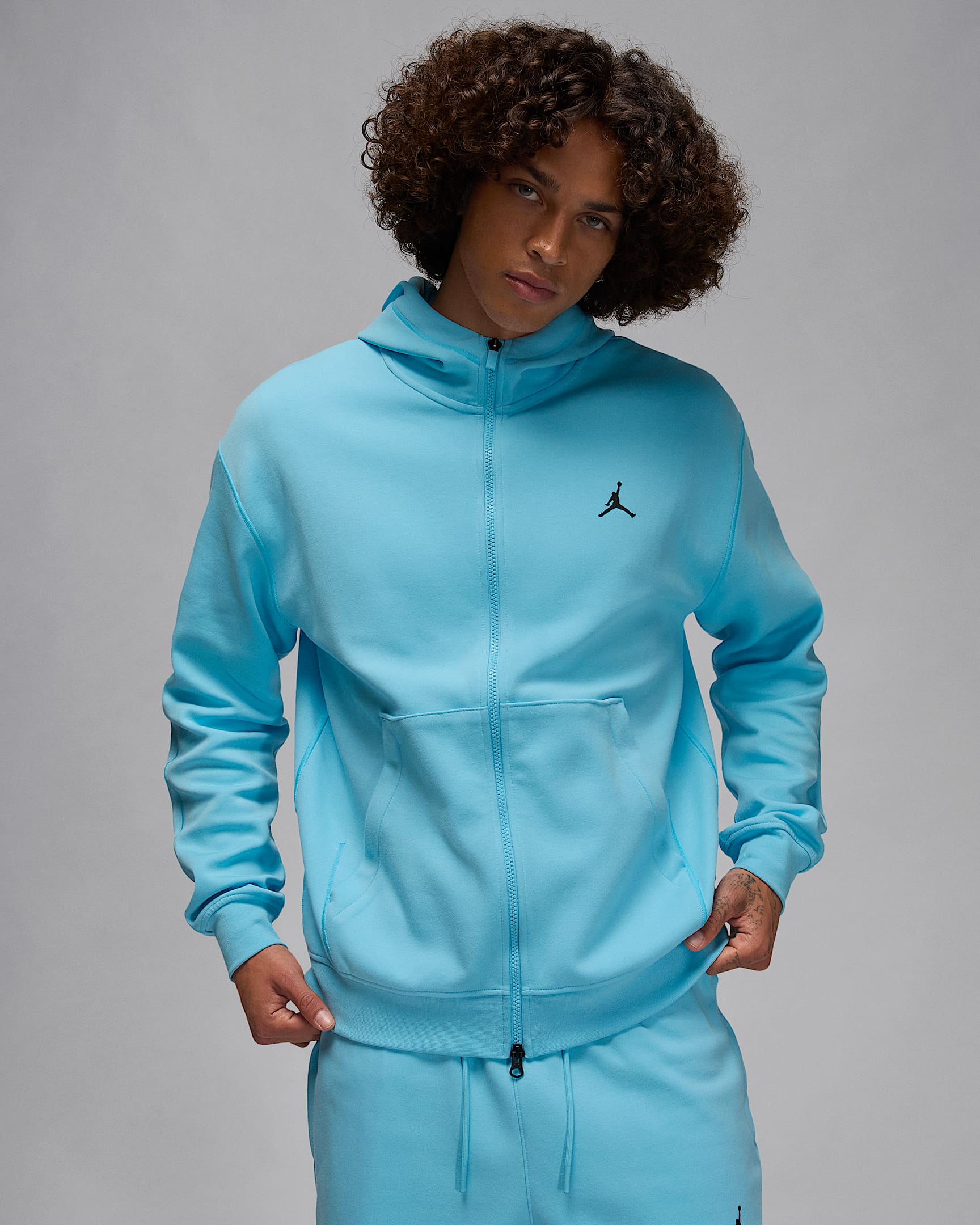 Jordan Sport Hoop Fleece Men's Dri-FIT Full-Zip Hoodie - Blue Chill/Black