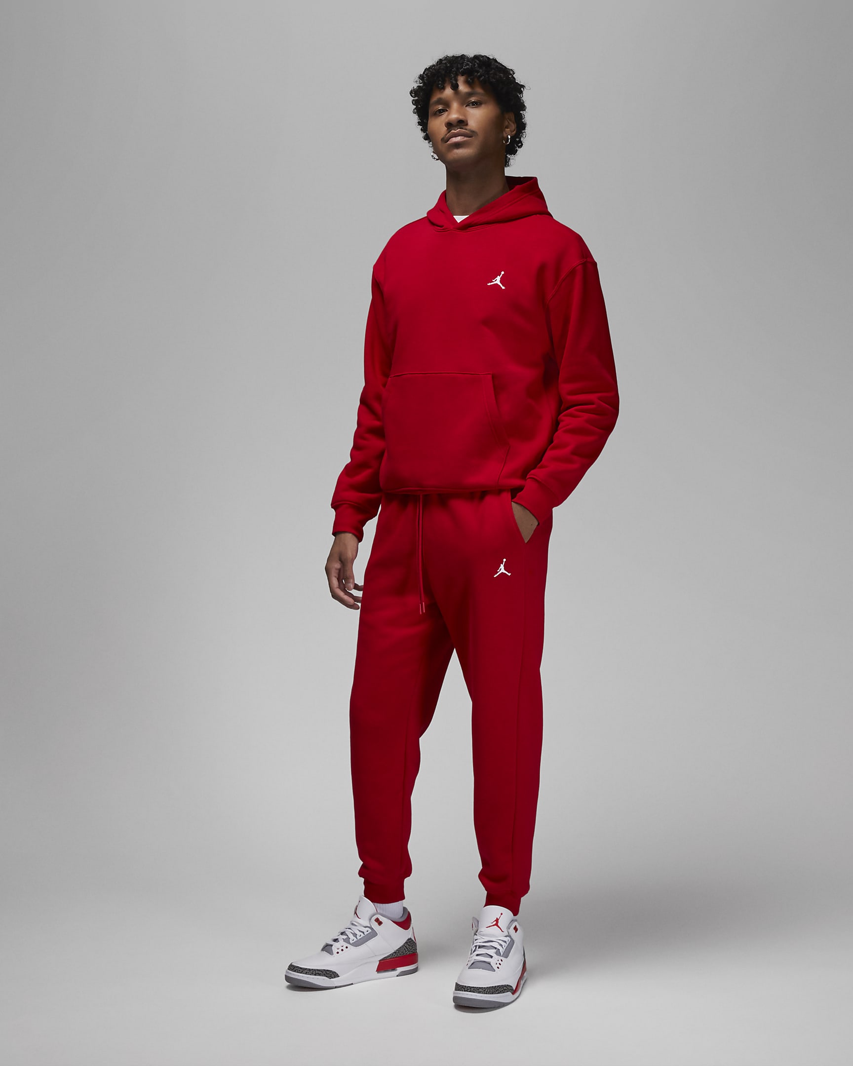 Jordan Brooklyn Fleece Jogger - Hombre - Gym Red/Blanco