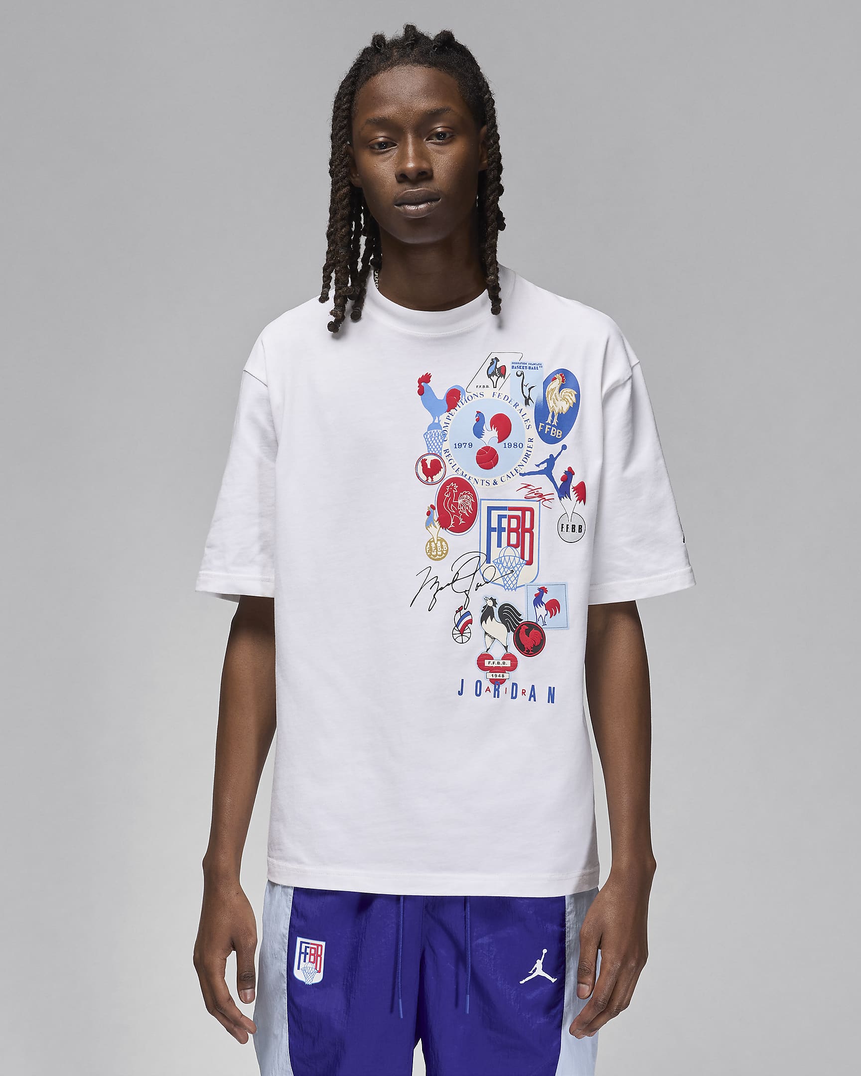 T-shirt Jordan Sport x Fédération Française de Basketball pour homme - Blanc/Old Royal