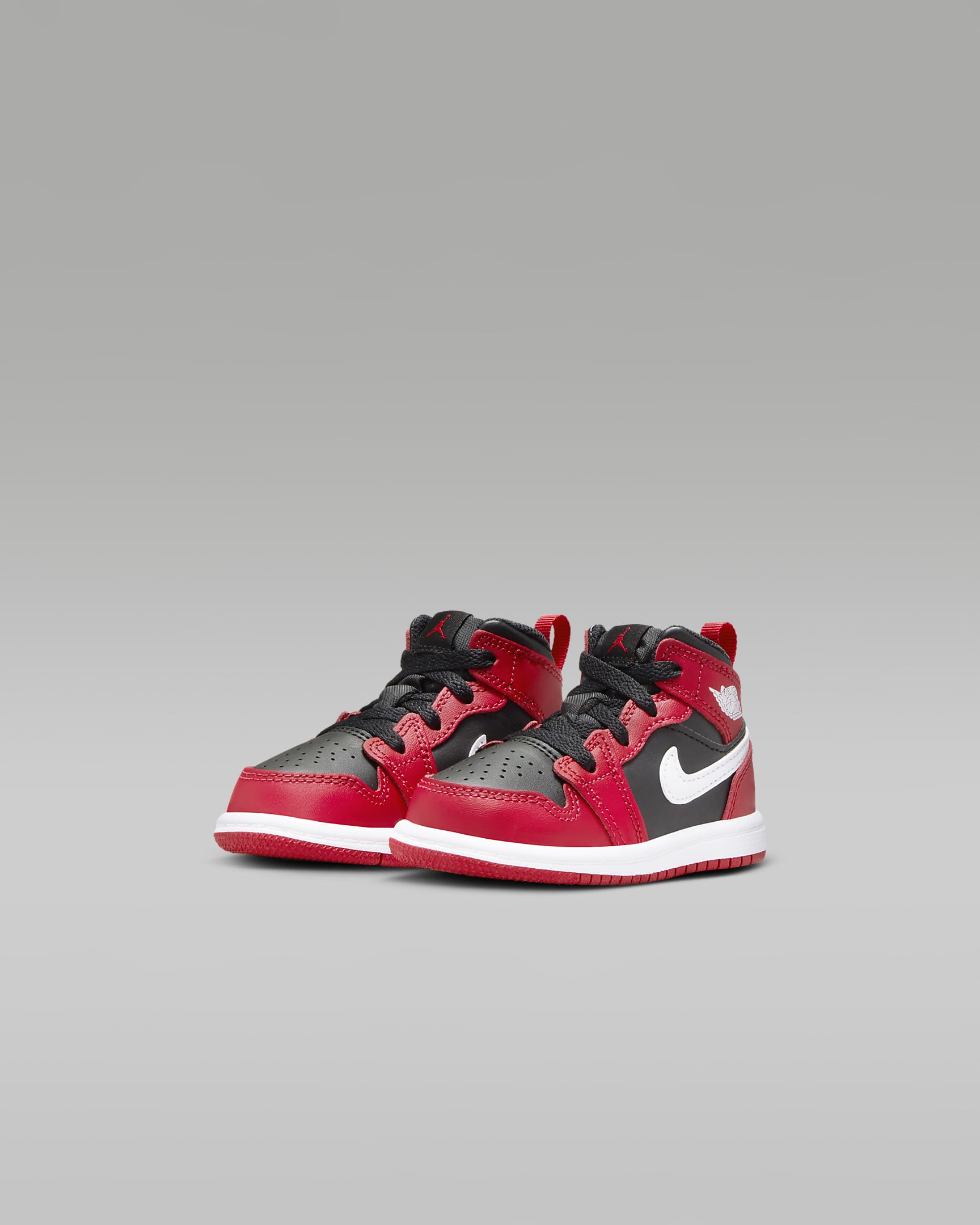 Jordan 1 Mid Baby/Toddler Shoes - Black/Gym Red/White