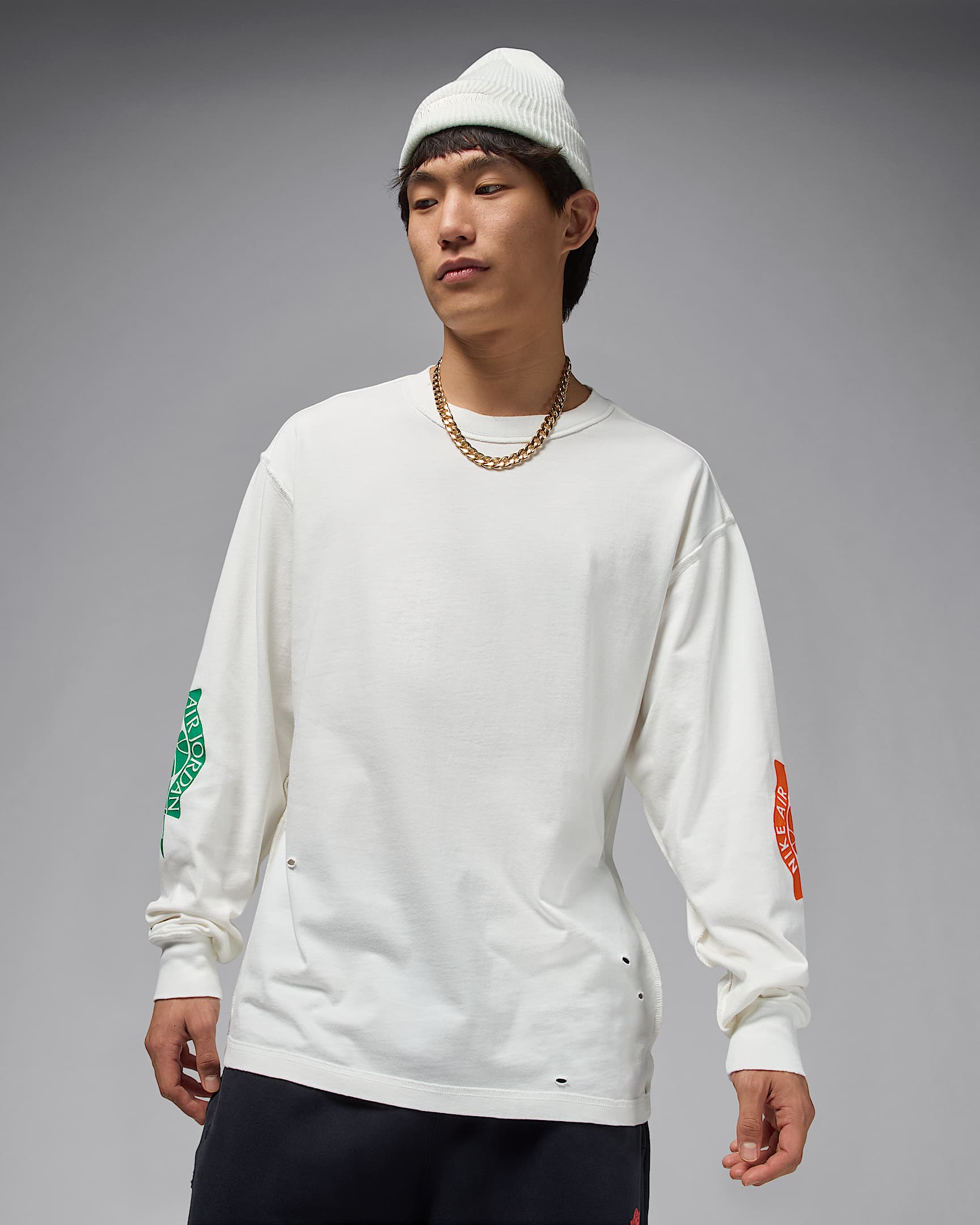 조던 레어 에어 남성 긴팔 티셔츠 - 세일/브릴리언트 오렌지