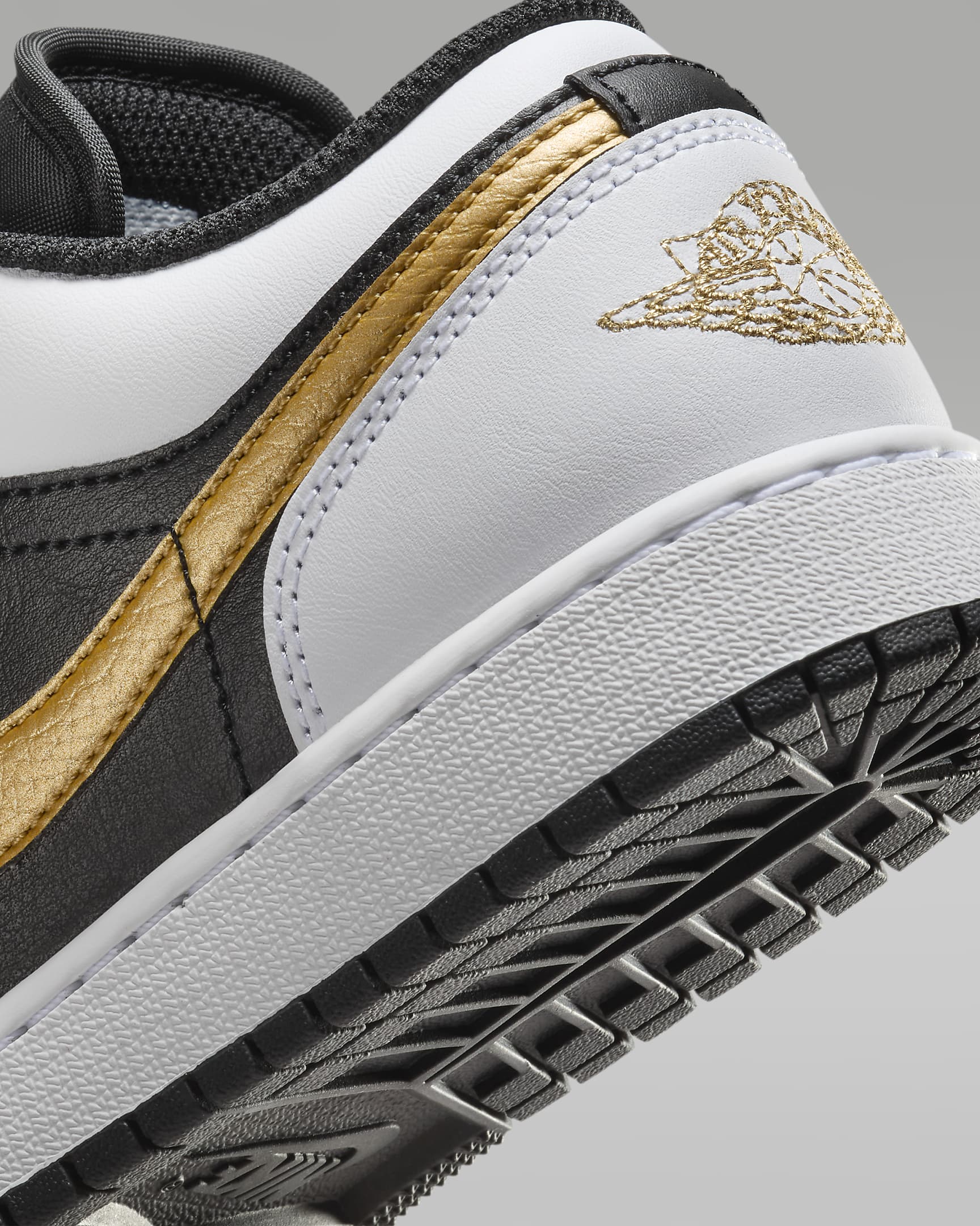 Air Jordan 1 Low Older Kids' Shoes - White/Black/Metallic Gold