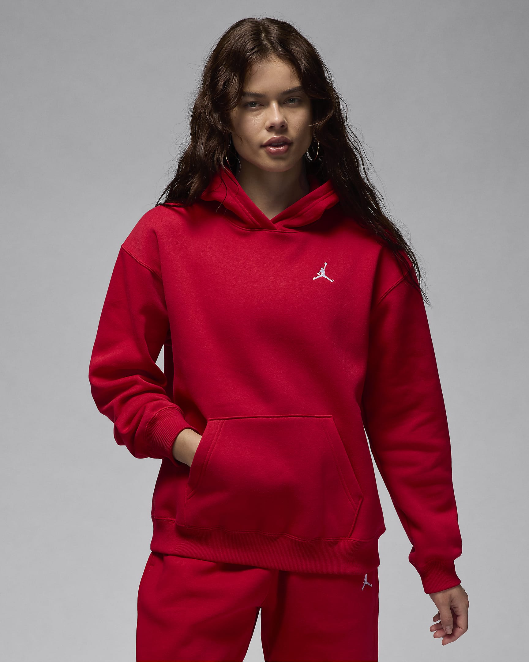 Γυναικείο φούτερ με κουκούλα Jordan Brooklyn Fleece - Gym Red/Λευκό