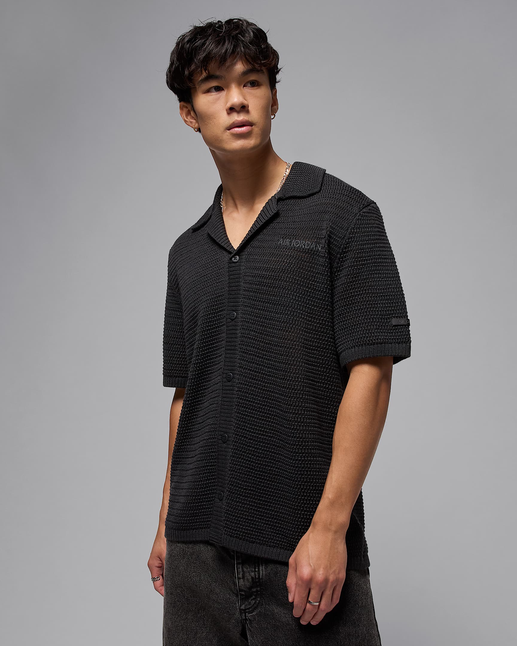 Air Jordan Men's Knit Short-Sleeve Top - Off Noir