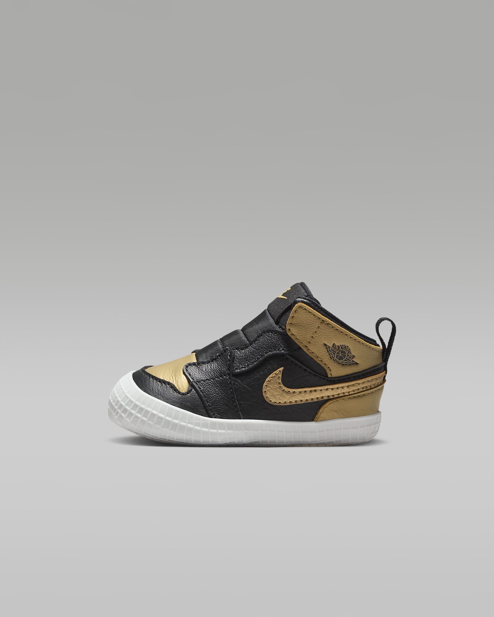 Jordan 1 Wiegbootie voor baby's - Zwart/Sail/Metallic Gold