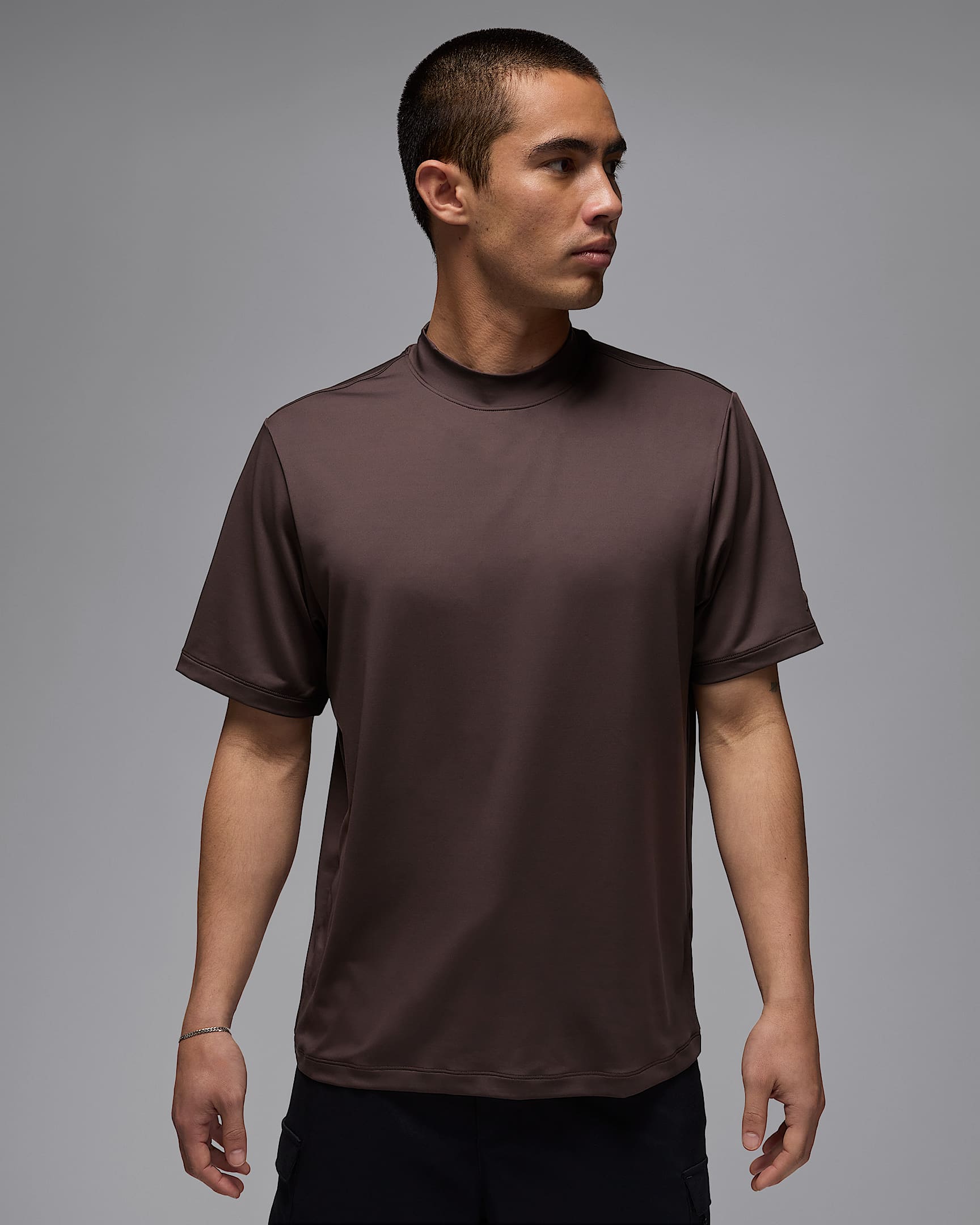 Jordan Sport Men's Mock-Neck Golf T-Shirt - Baroque Brown/Baroque Brown
