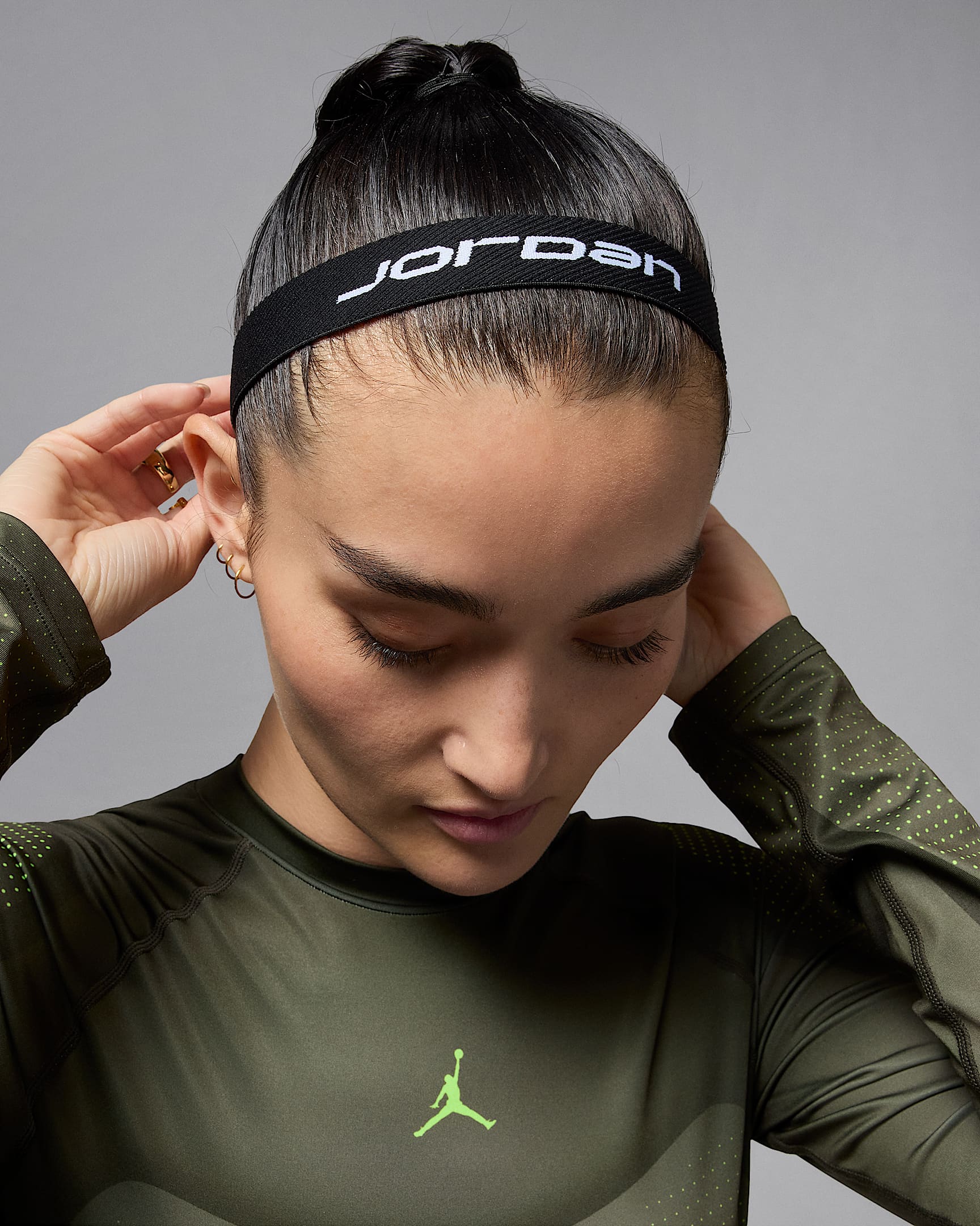 Fitas para o cabelo com diferentes larguras Jordan Sport (conjunto de 3) - Preto/Branco/Preto
