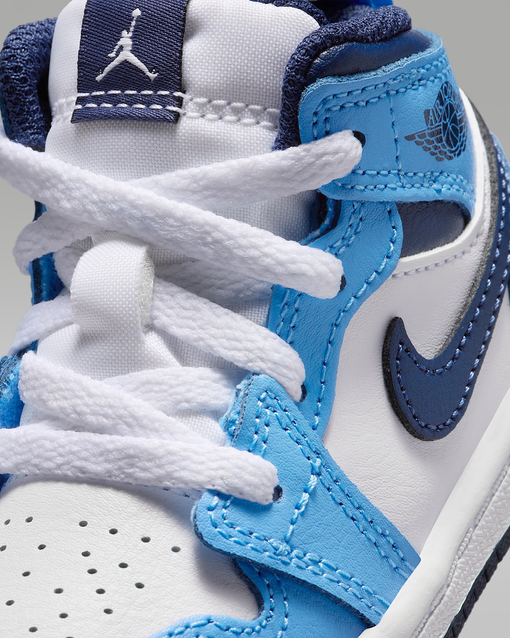Jordan 1 Mid Baby/Toddler Shoes - University Blue/White/Sail/Midnight Navy