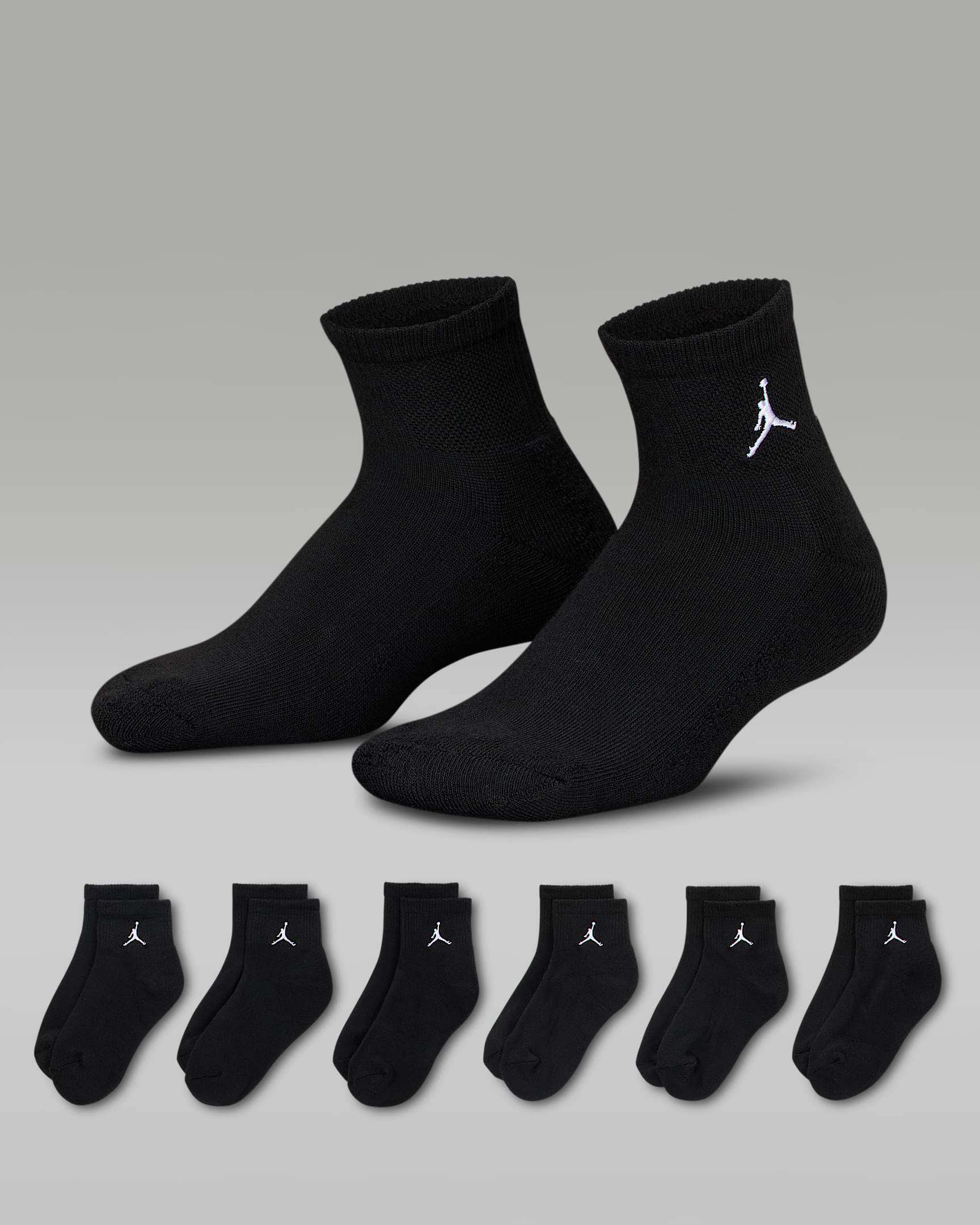 Jordan Everyday Essentials Big Kids' Ankle Socks (6 Pairs) - Black