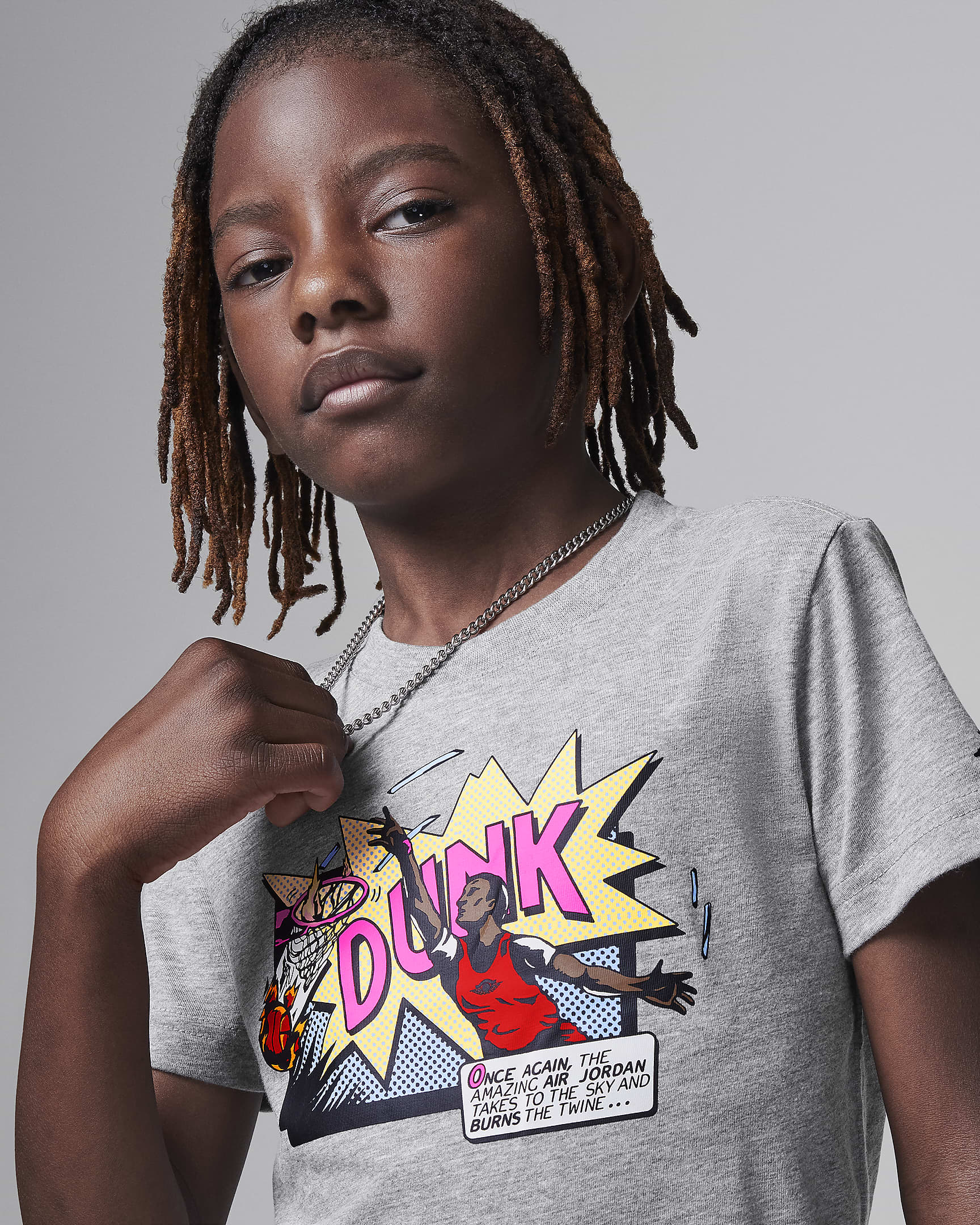 Air Jordan Little Kids' Dunk Comics T-Shirt - Carbon Heather