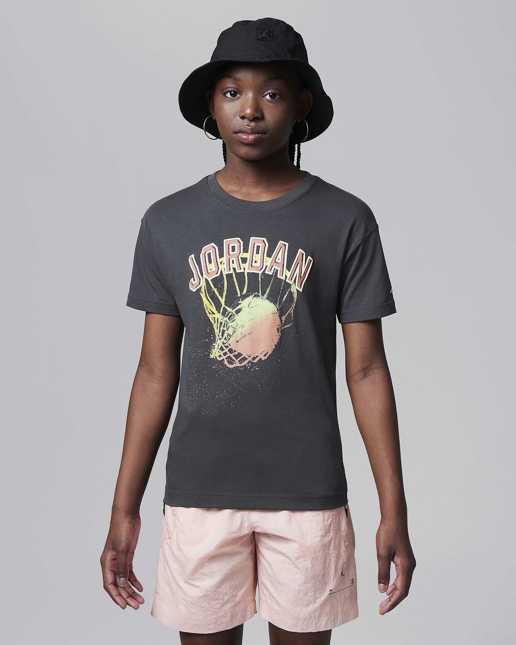 Jordan Hoop Style Big Kids' Graphic T-Shirt - Anthracite