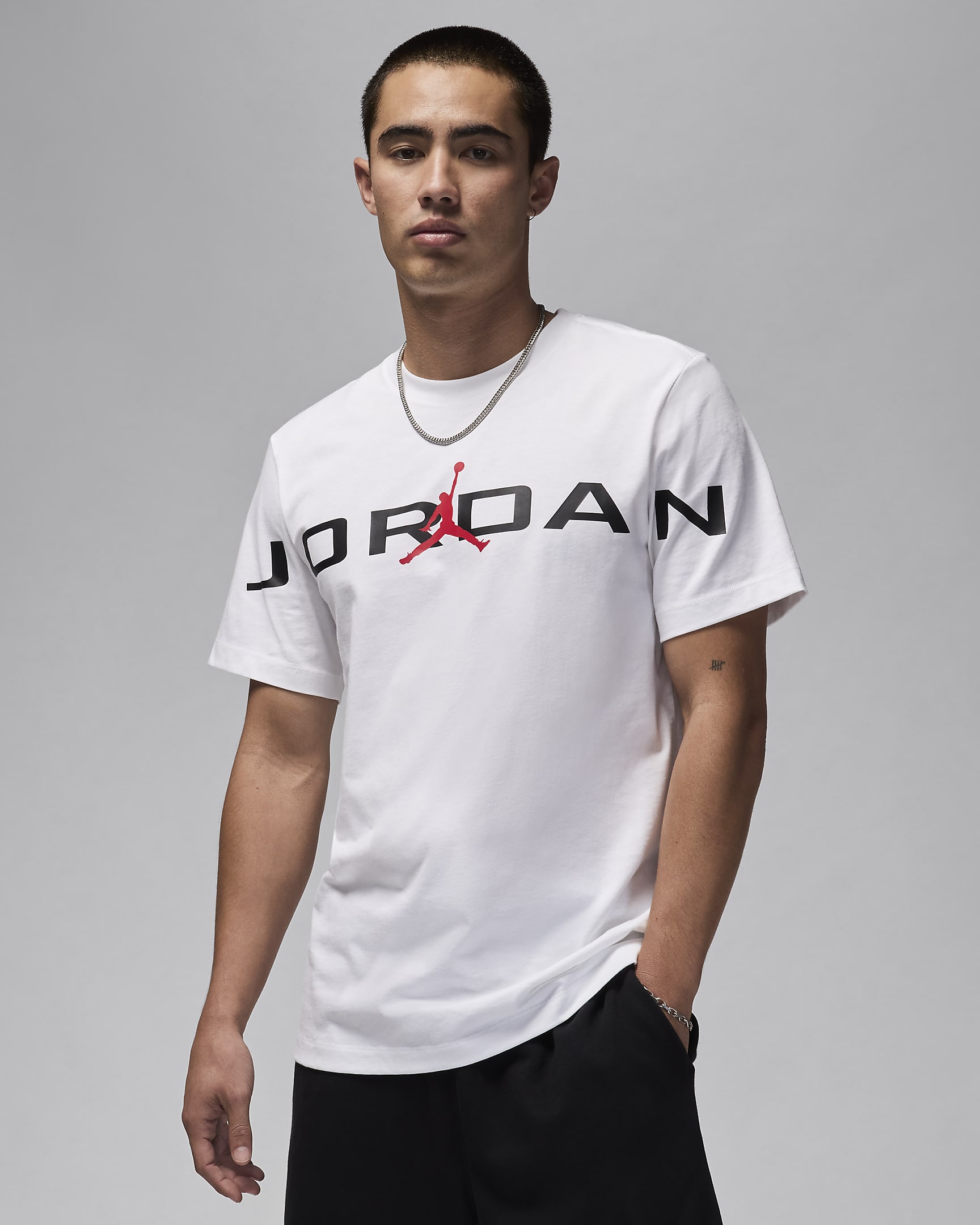 Playera para hombre Jordan - Blanco/Negro/Rojo gimnasio