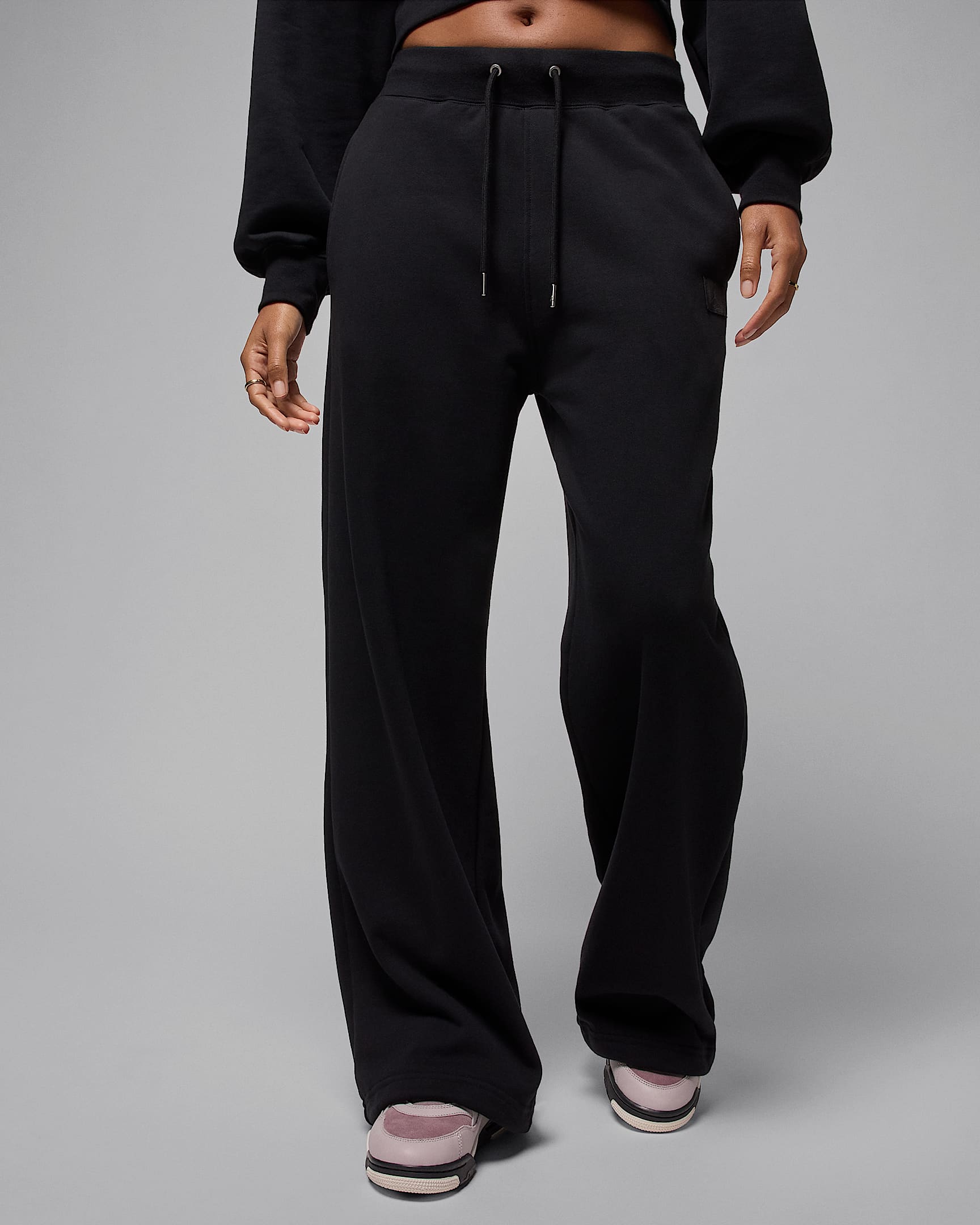 Jordan Flight Fleece Women's French Terry Open-Hem Pants - Black/Dark Smoke Grey