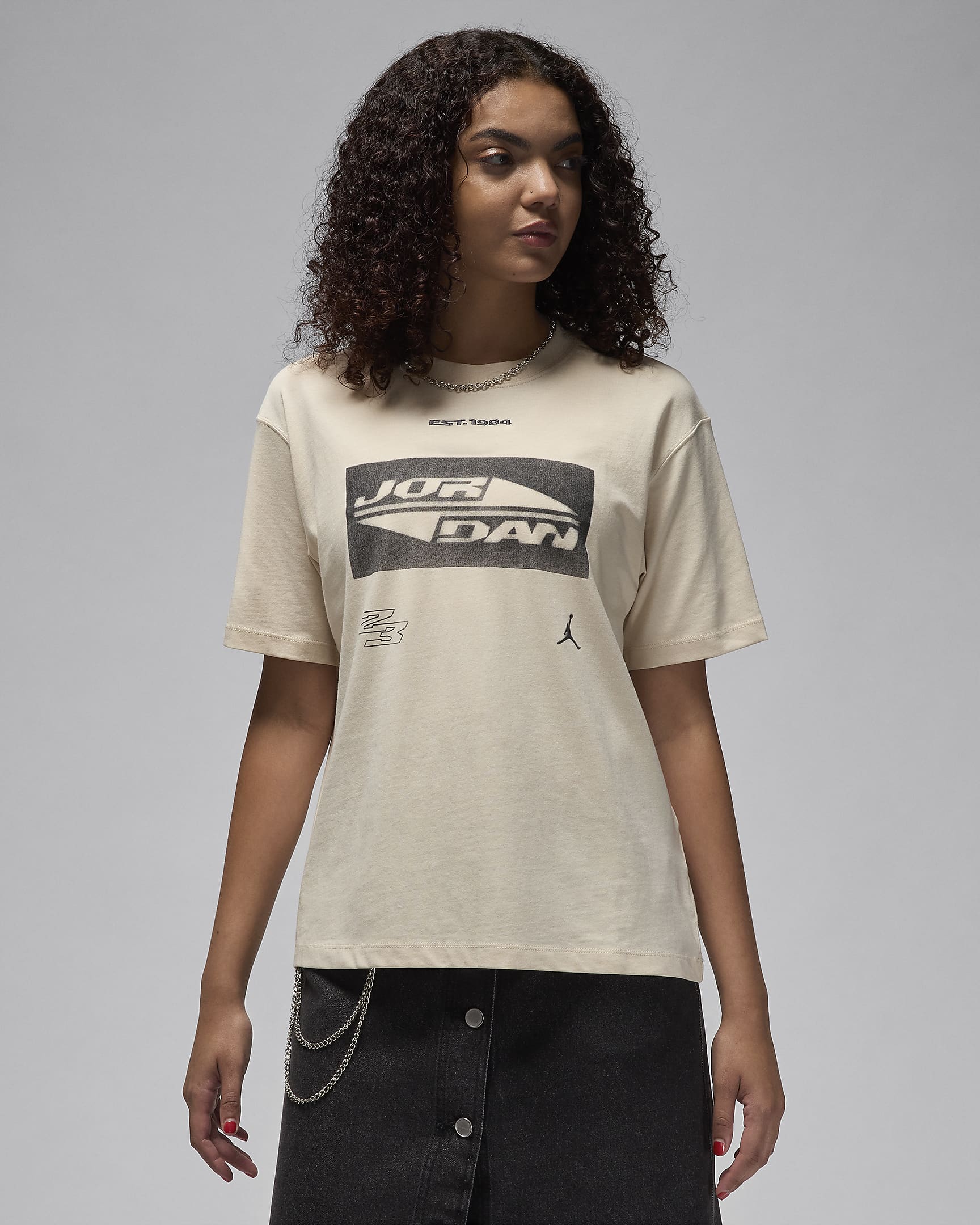 Jordan Camiseta girlfriend con estampado - Mujer - Legend Light Brown/Negro