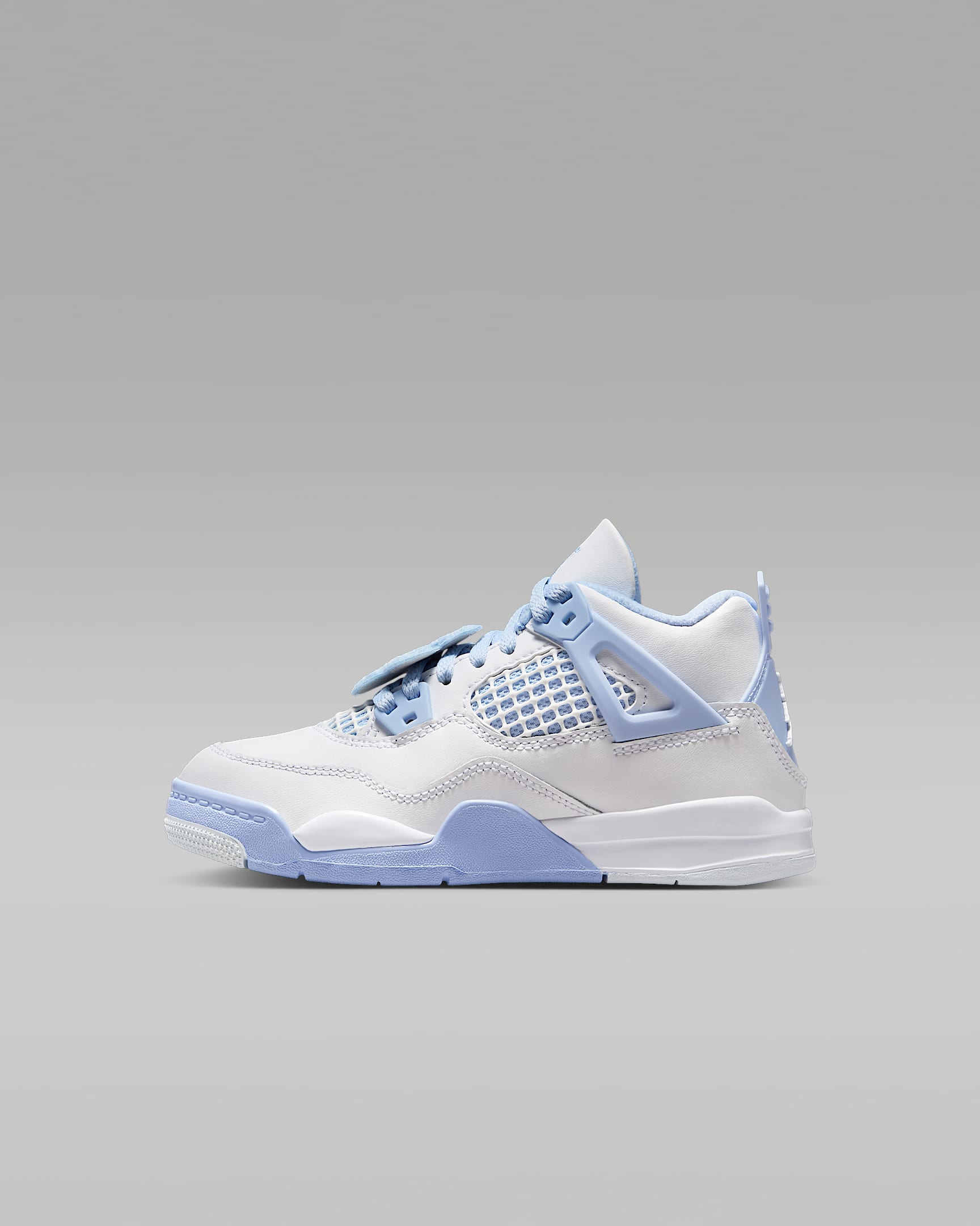 Jordan 4 Retro "Aluminum" Little Kids' Shoes - White/Blue Tint/Oil Green/Aluminum